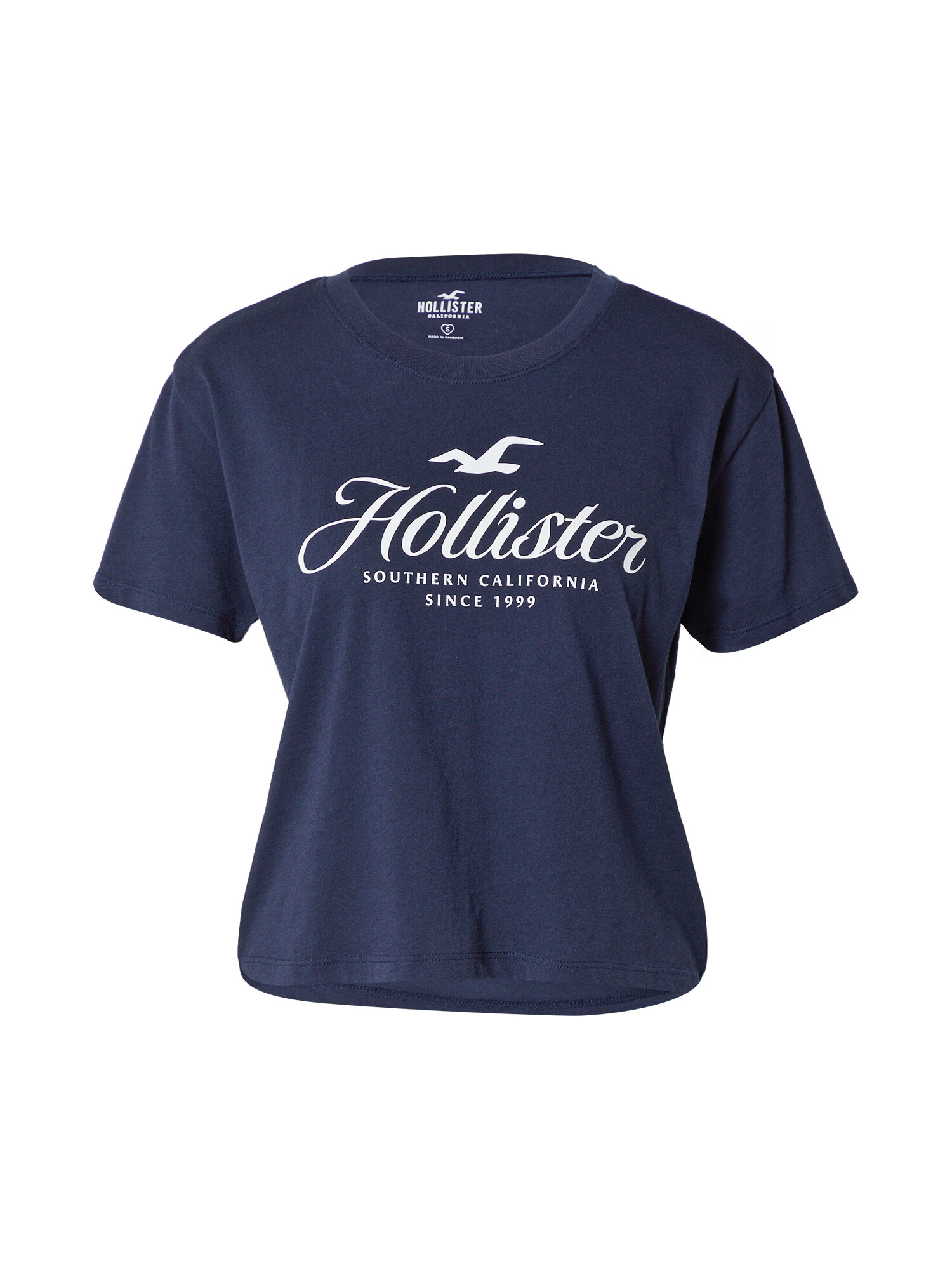 HOLLISTER Tricou bleumarin / alb - Pled.ro