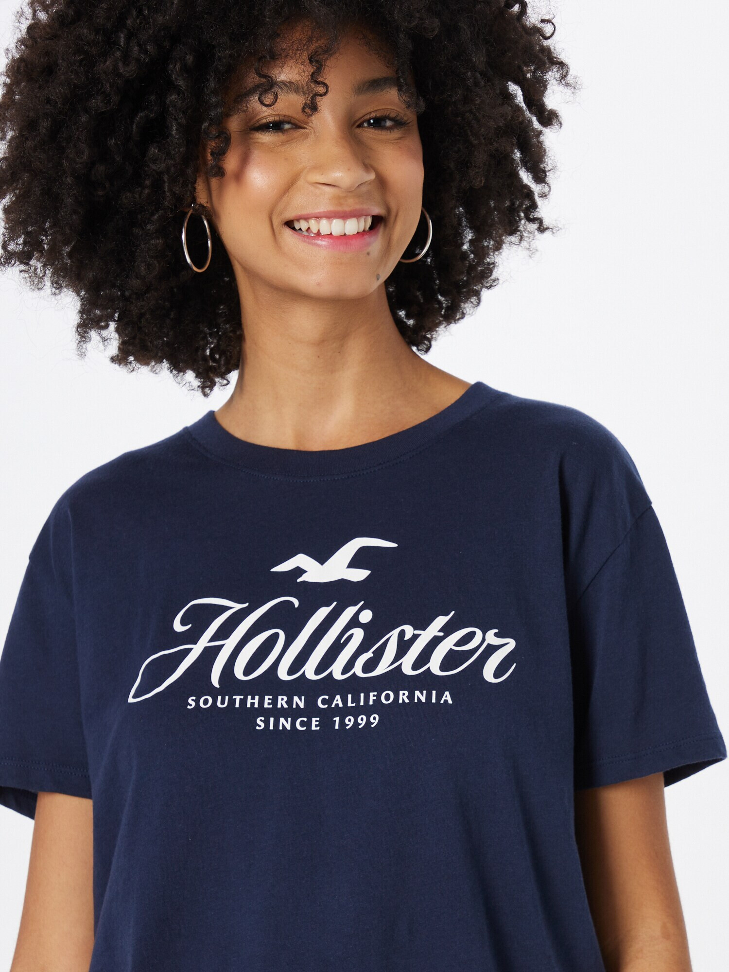 HOLLISTER Tricou bleumarin / alb - Pled.ro