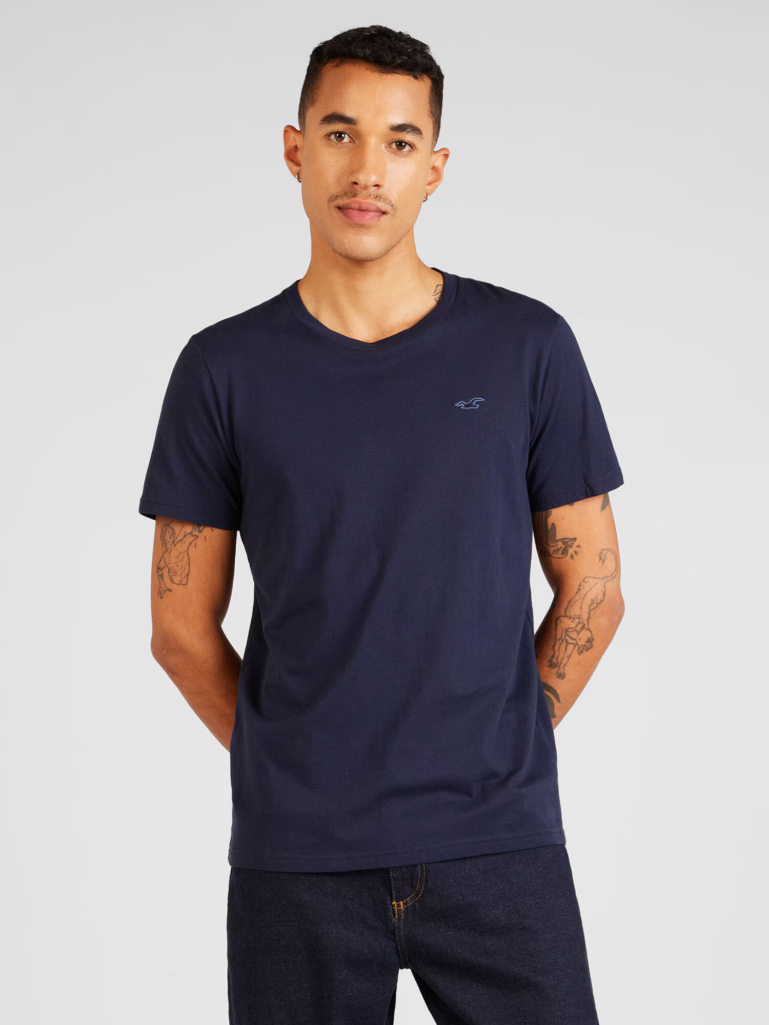 HOLLISTER Tricou bleumarin / albastru deschis - Pled.ro