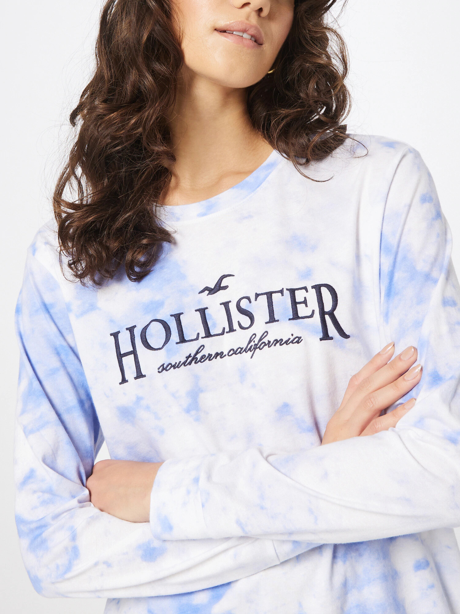 HOLLISTER Tricou bleumarin / albastru deschis / alb - Pled.ro