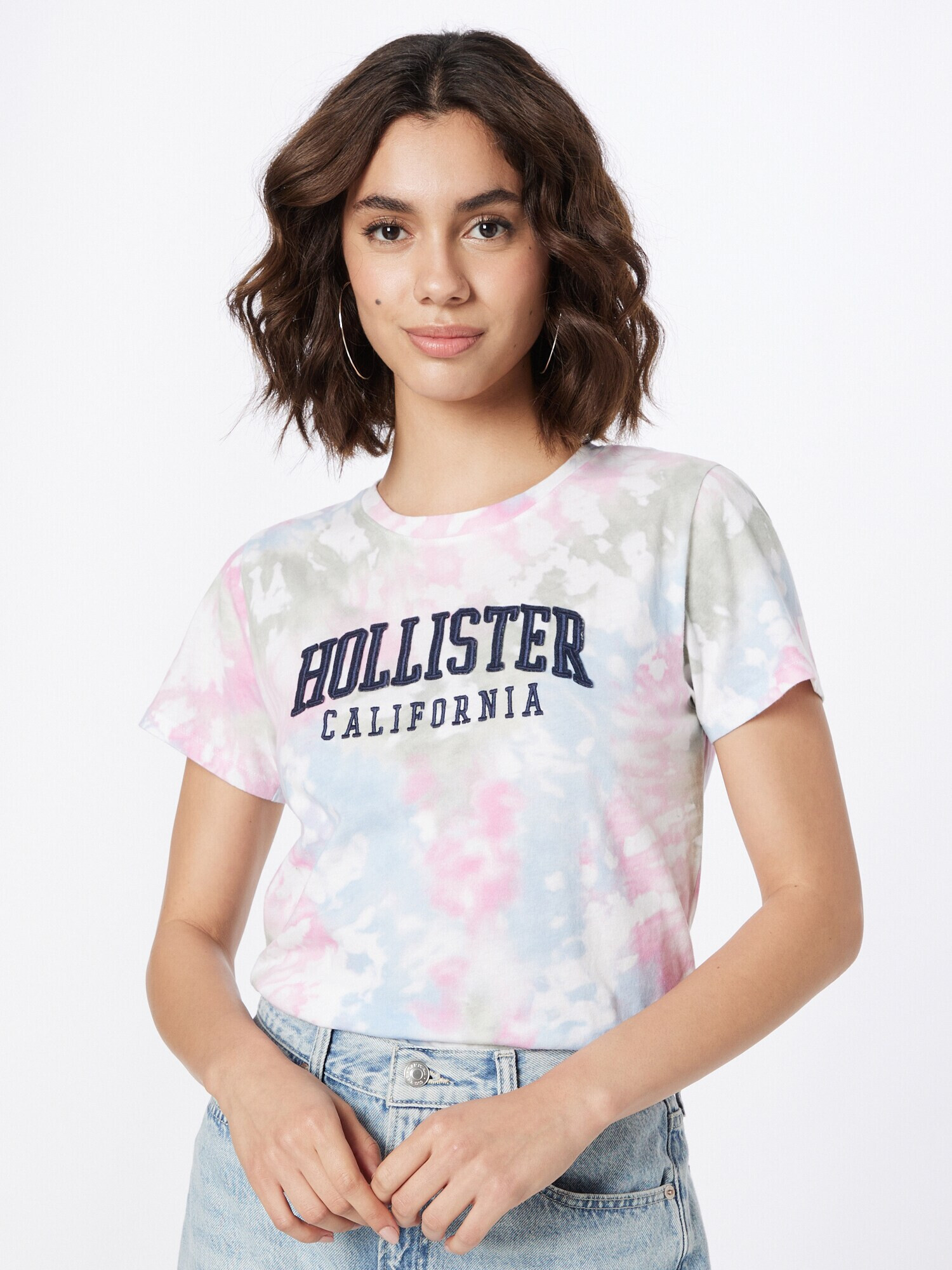 HOLLISTER Tricou bleumarin / albastru deschis / roz deschis / alb - Pled.ro