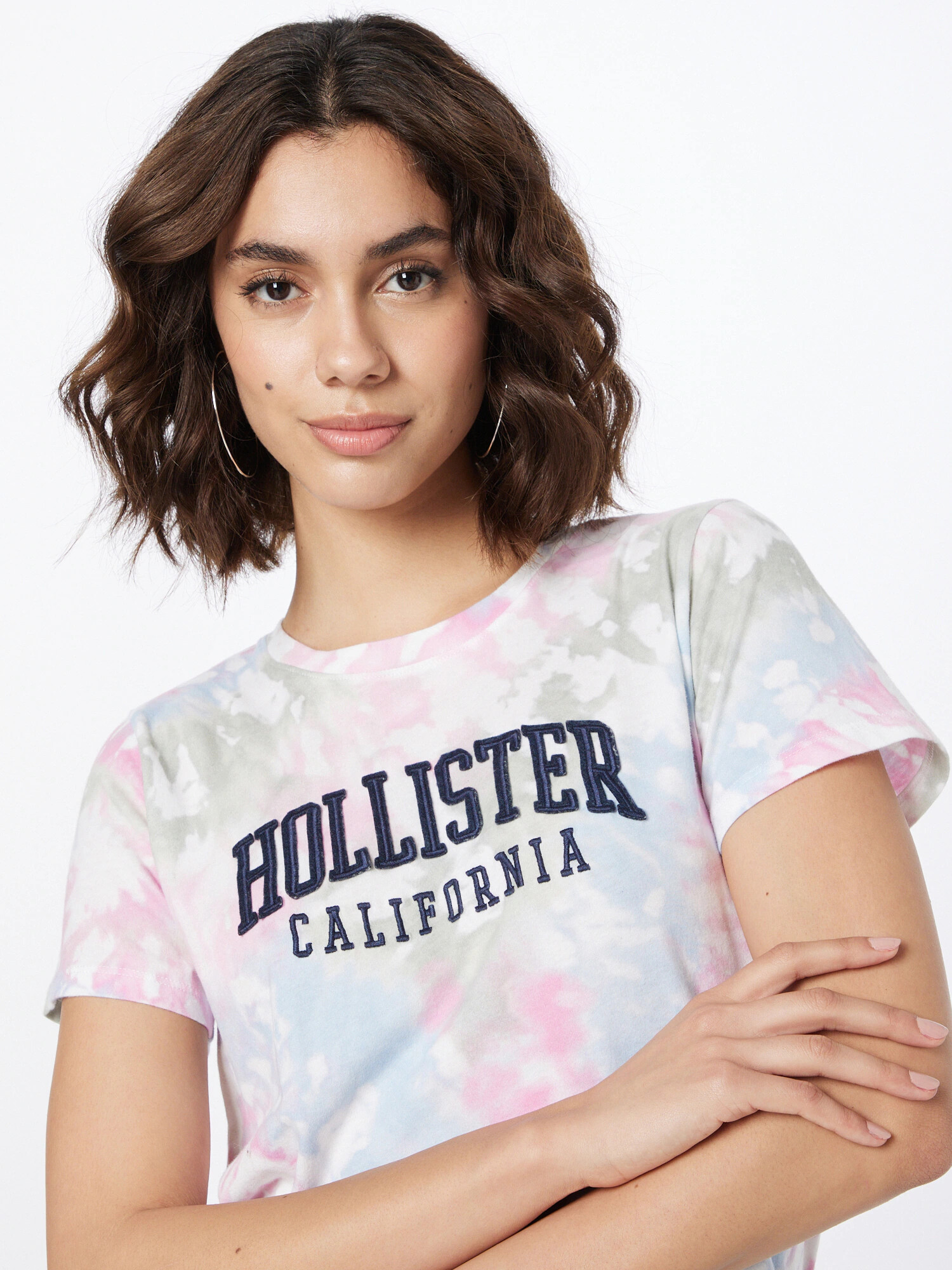 HOLLISTER Tricou bleumarin / albastru deschis / roz deschis / alb - Pled.ro