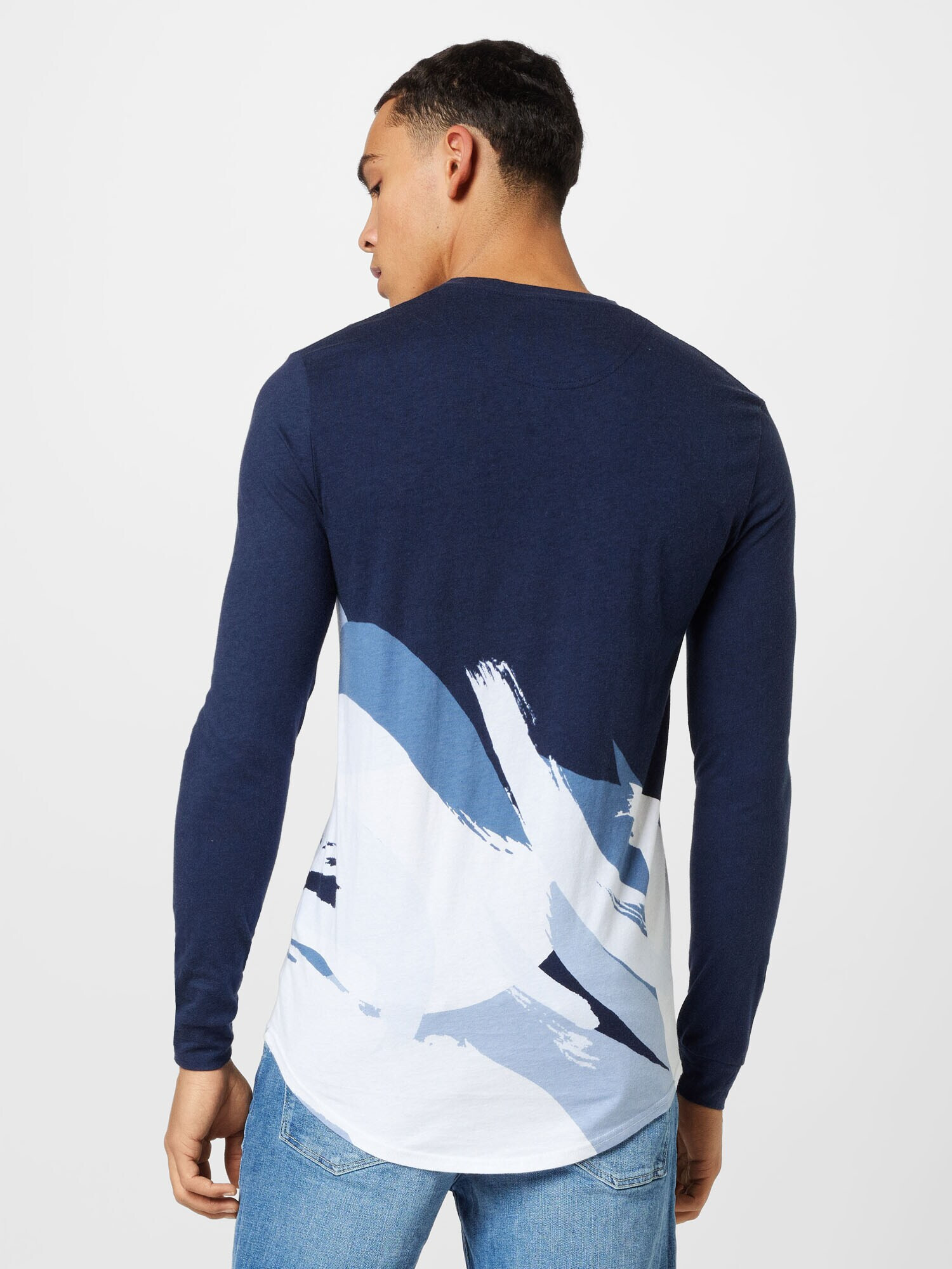 HOLLISTER Tricou bleumarin / albastru fumuriu / alb - Pled.ro