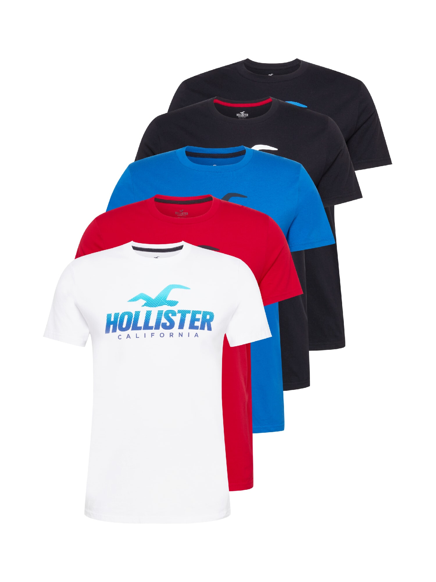 HOLLISTER Tricou bleumarin / azuriu / roși aprins / negru / alb - Pled.ro