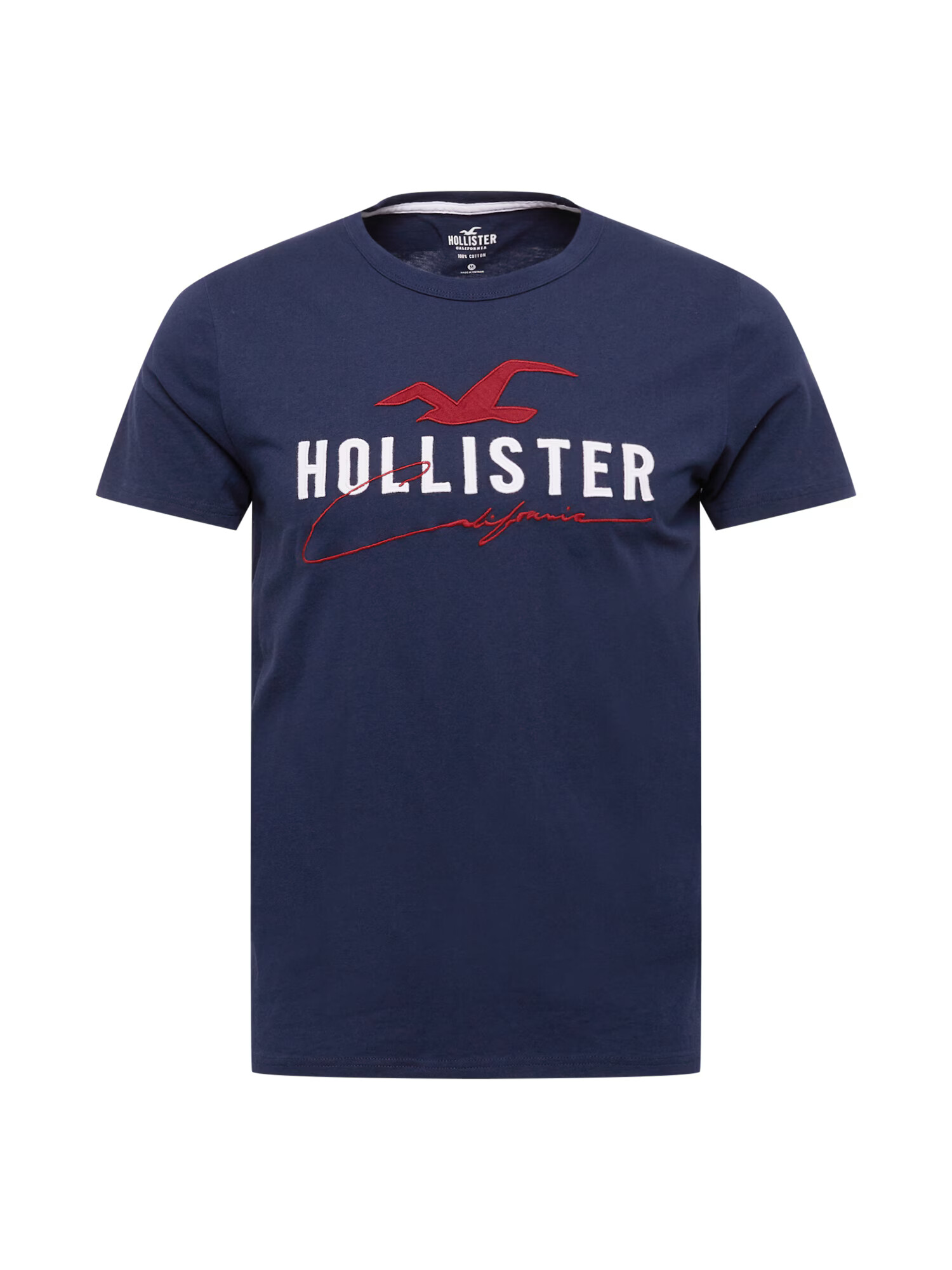 HOLLISTER Tricou bleumarin / roșu carmin / alb - Pled.ro