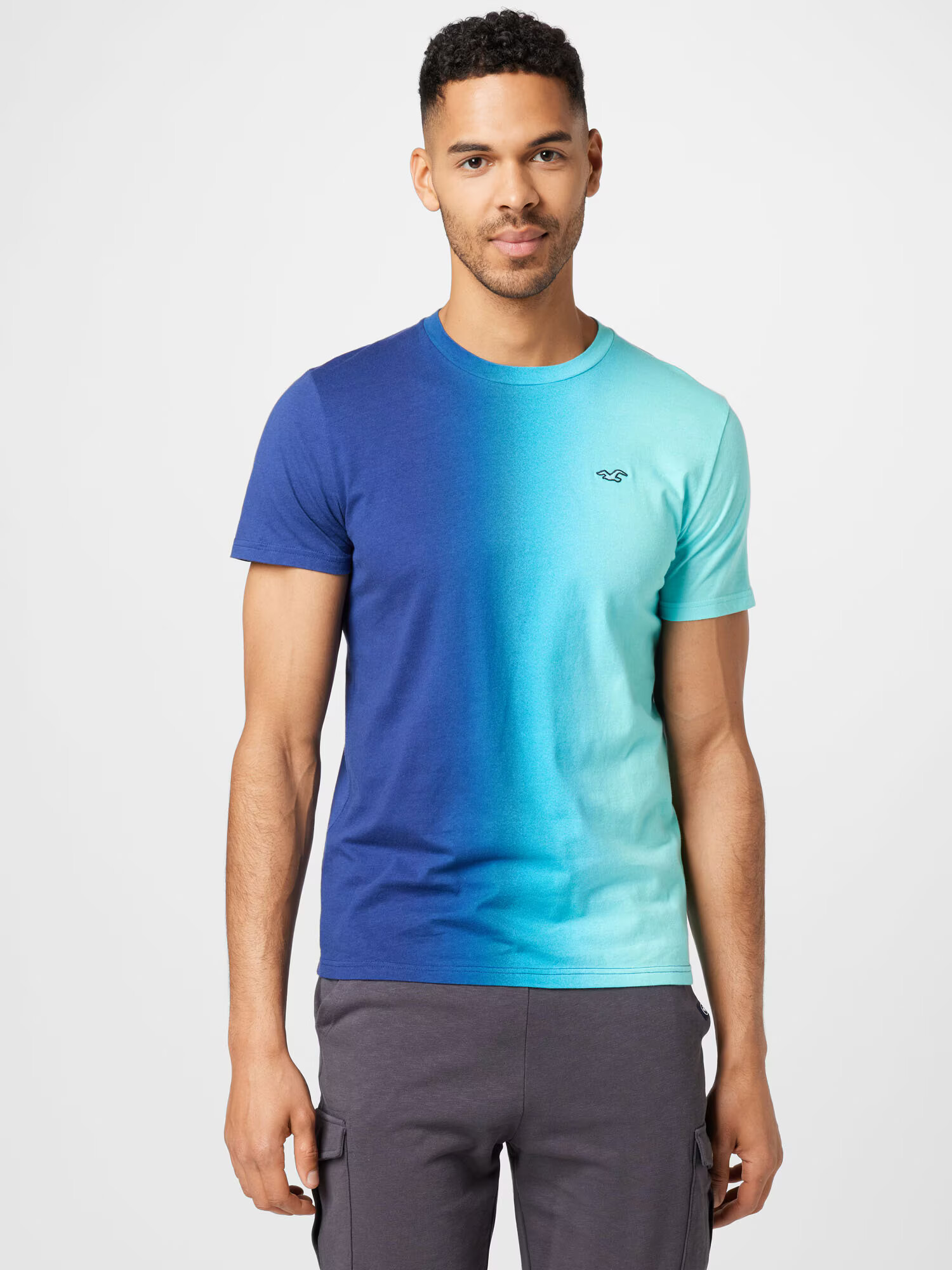 HOLLISTER Tricou bleumarin / turcoaz / cyan / negru - Pled.ro