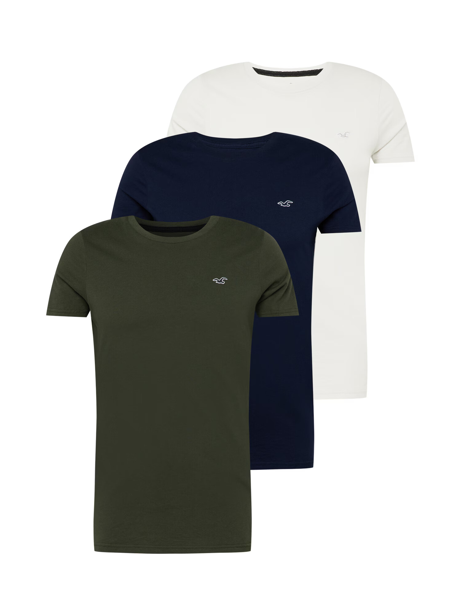 HOLLISTER Tricou bleumarin / verde închis / alb - Pled.ro