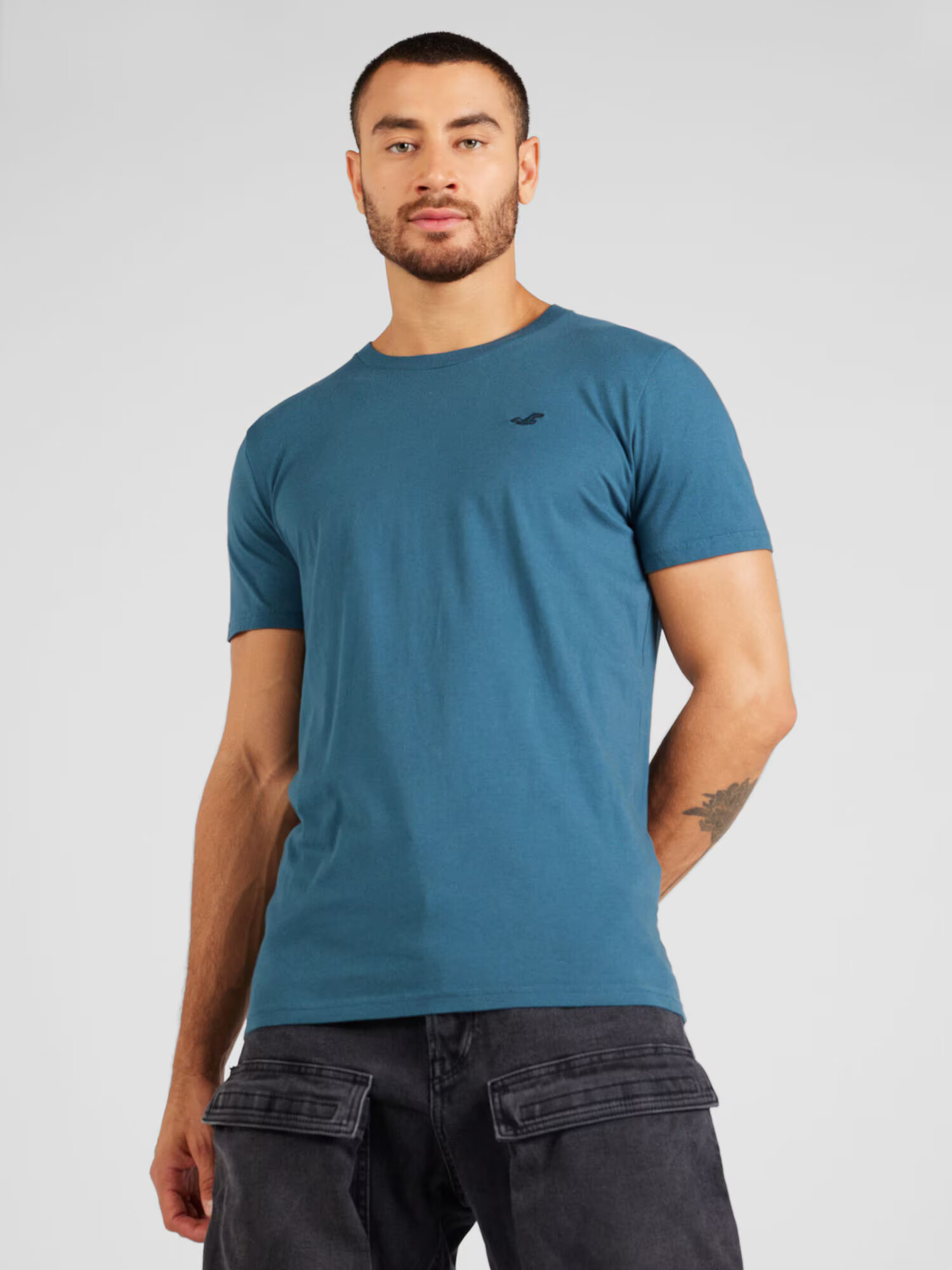 HOLLISTER Tricou bleumarin / verde petrol - Pled.ro