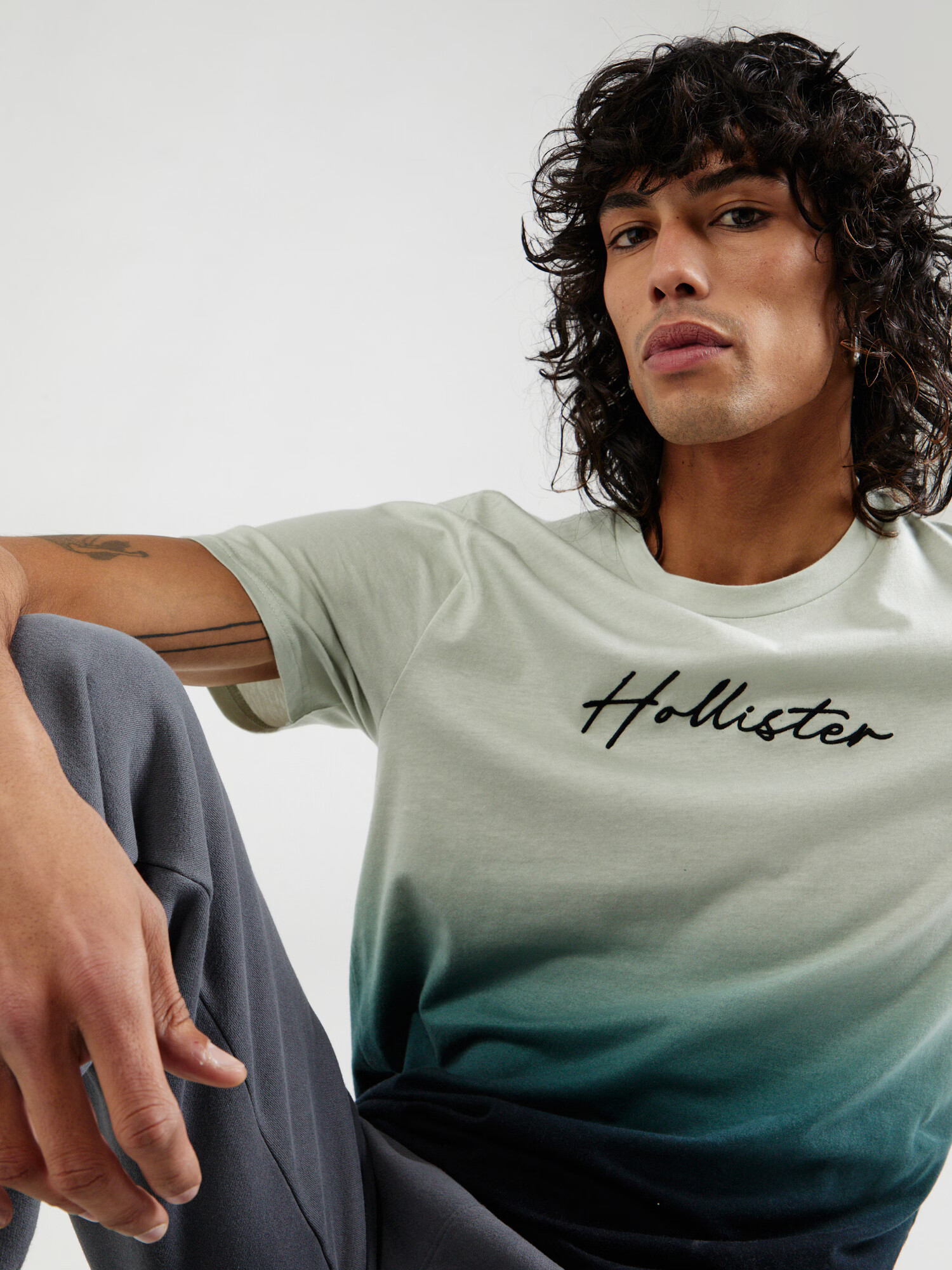 HOLLISTER Tricou bleumarin / verde smarald / verde pastel - Pled.ro