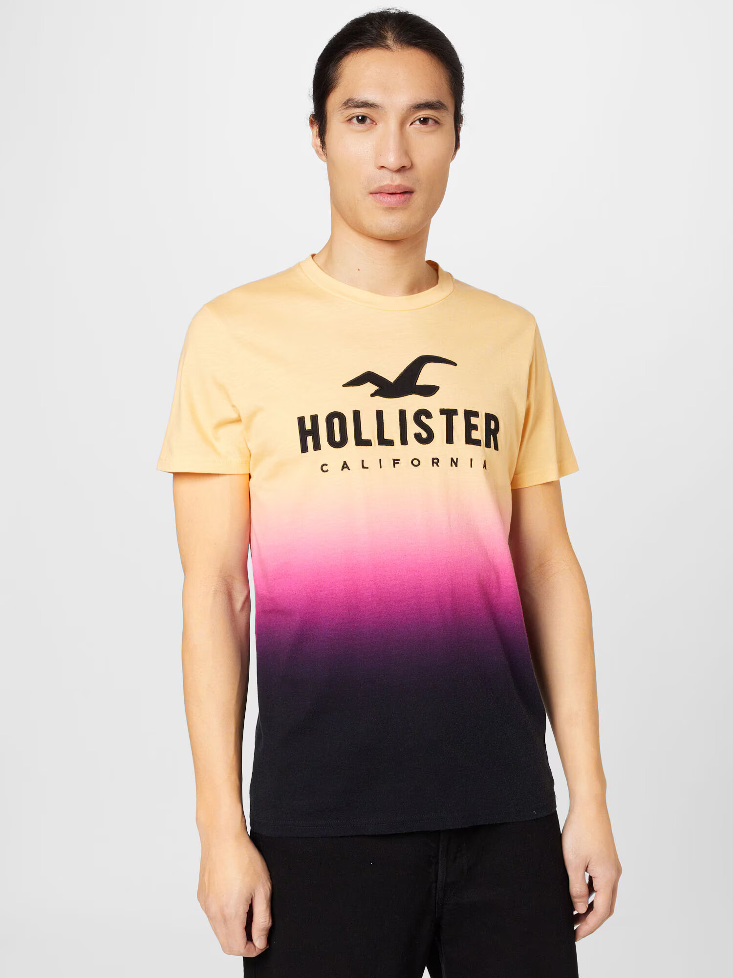 HOLLISTER Tricou crem / roz neon / negru - Pled.ro