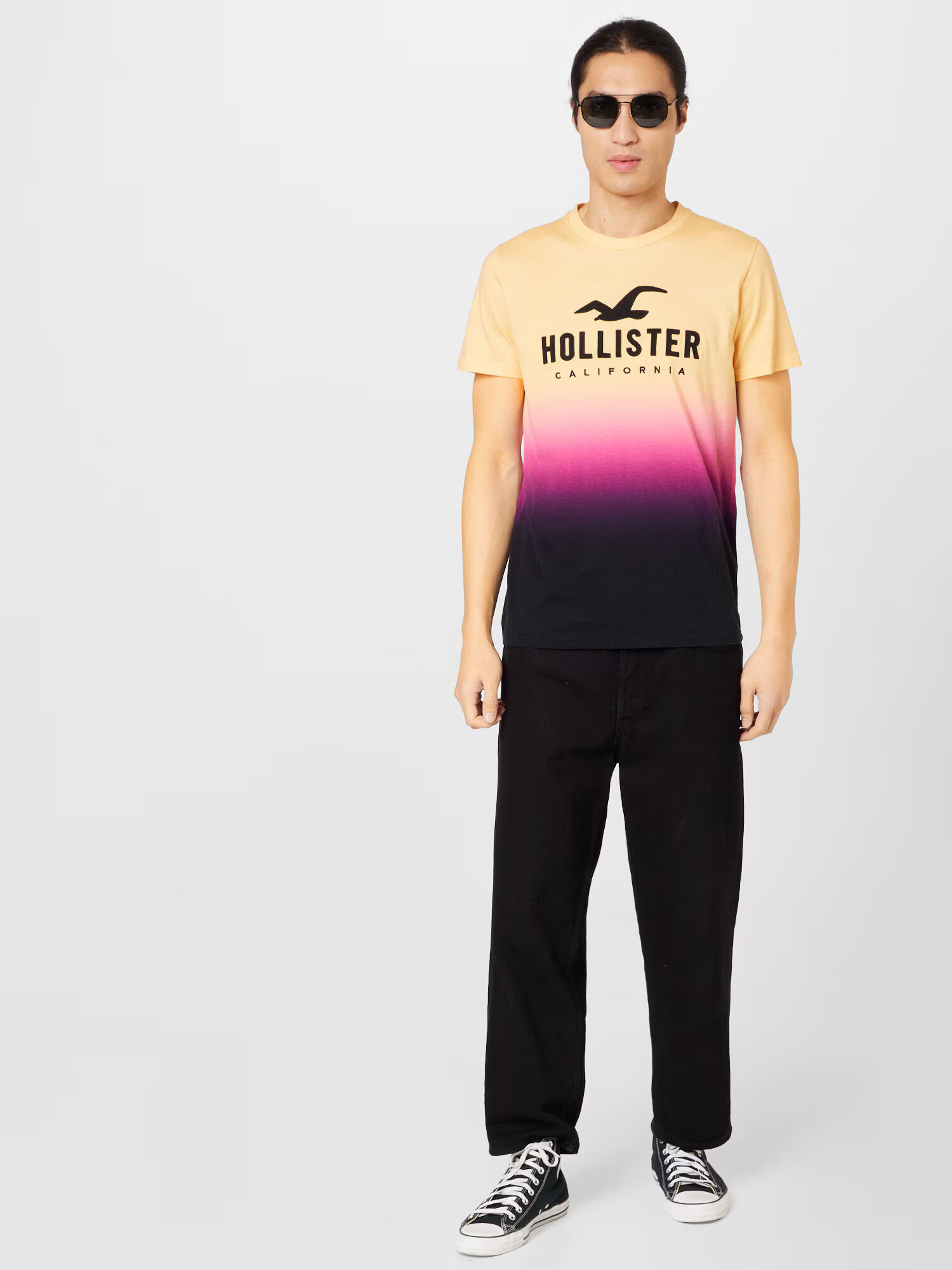 HOLLISTER Tricou crem / roz neon / negru - Pled.ro