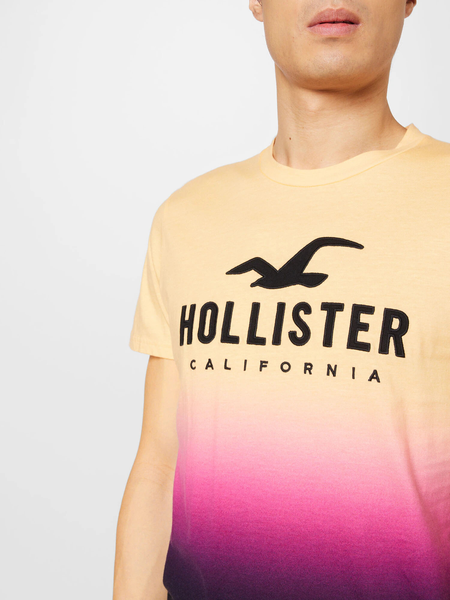 HOLLISTER Tricou crem / roz neon / negru - Pled.ro