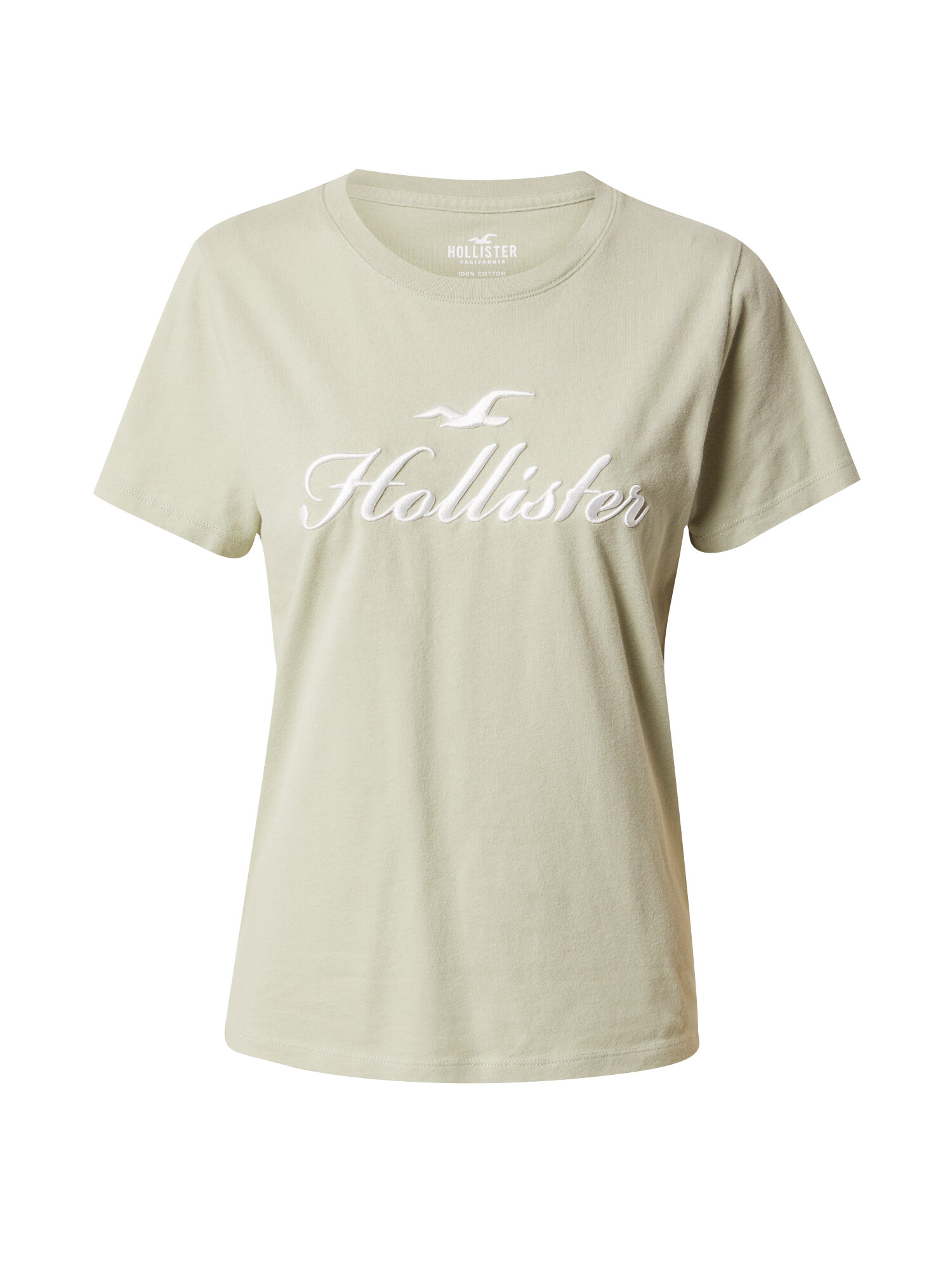 HOLLISTER Tricou 'DESERT SAGE' verde pastel / alb - Pled.ro