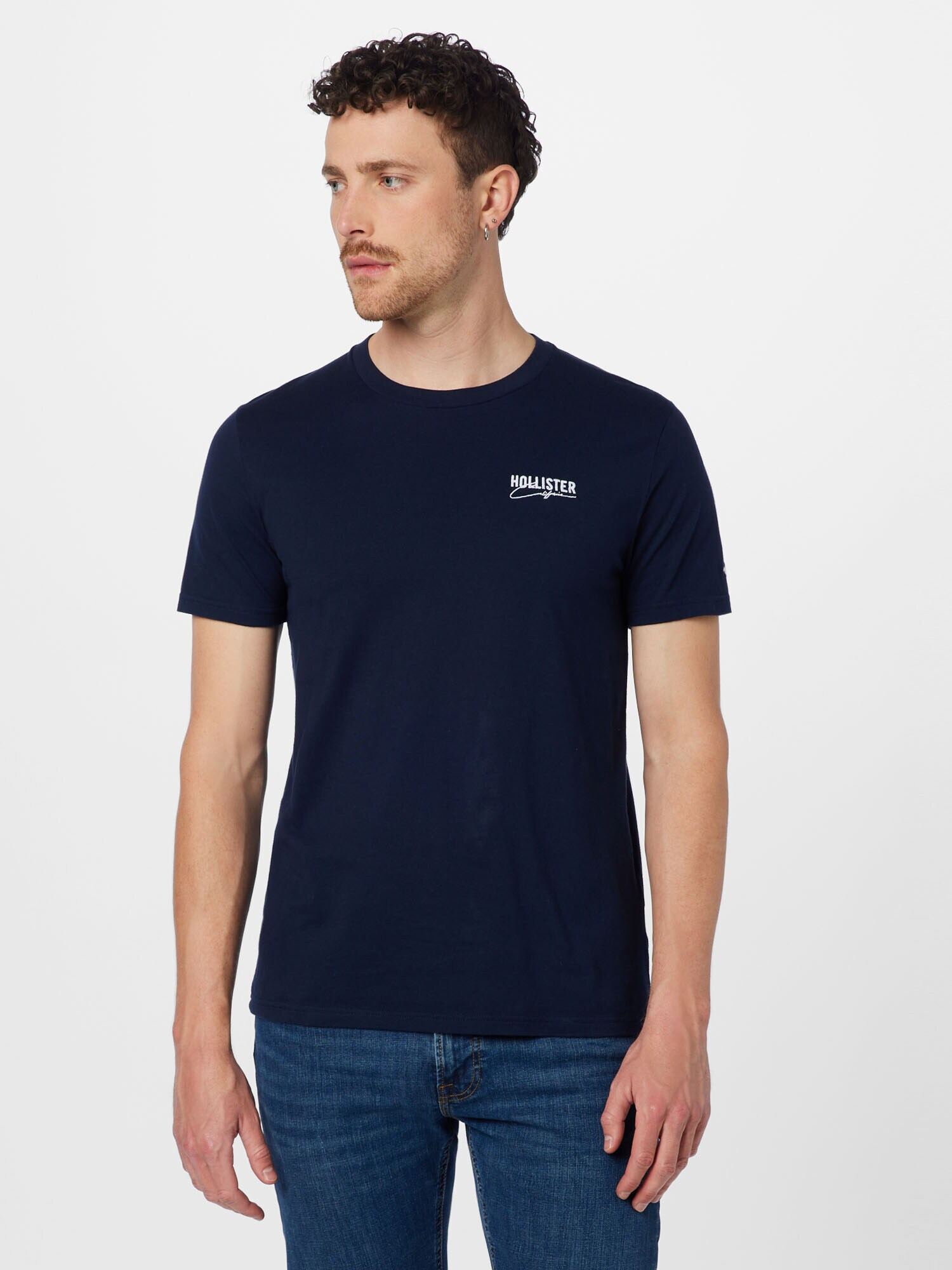 HOLLISTER Tricou 'EMEA' bleumarin / alb - Pled.ro