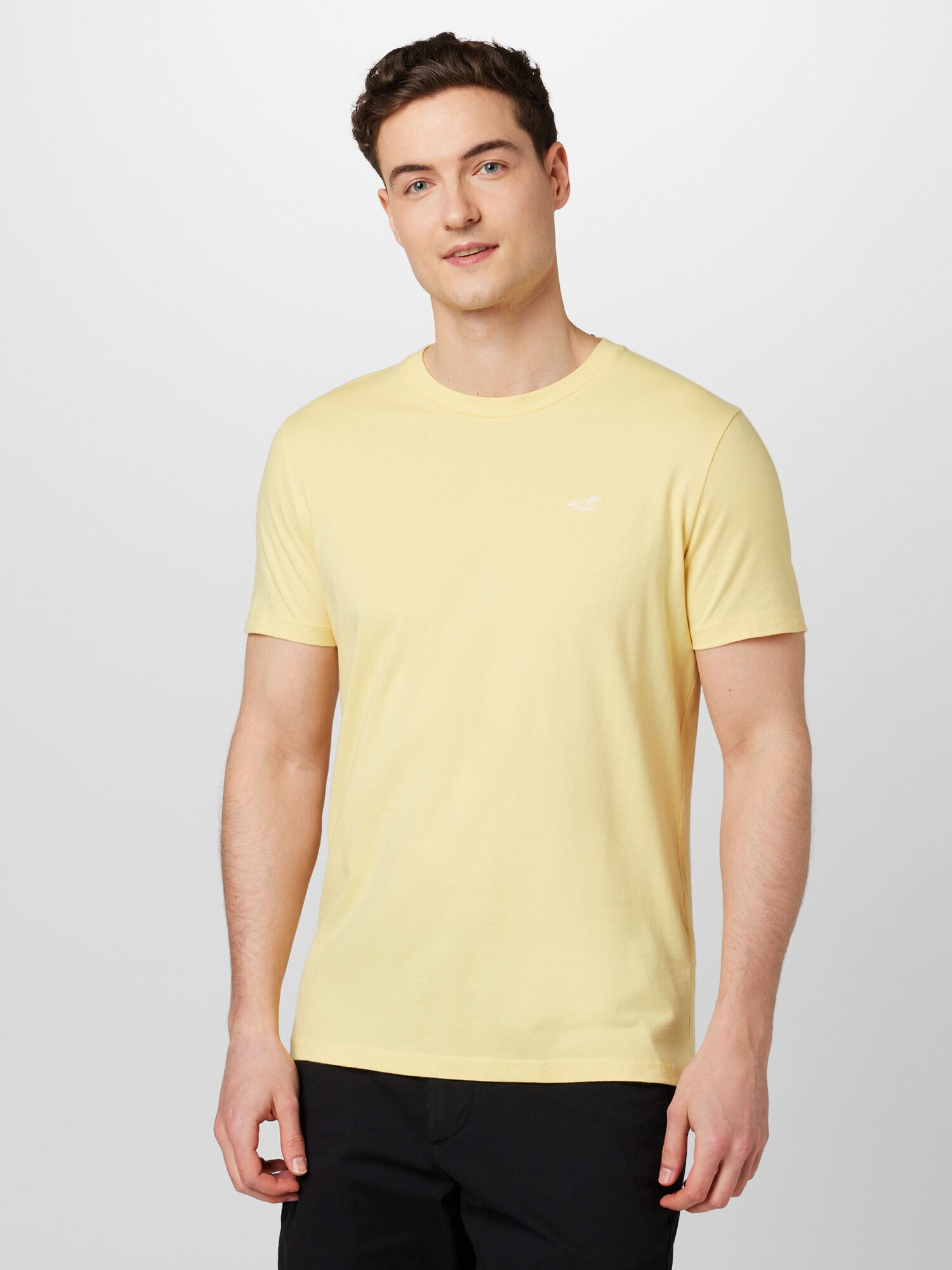 HOLLISTER Tricou galben citron / alb - Pled.ro