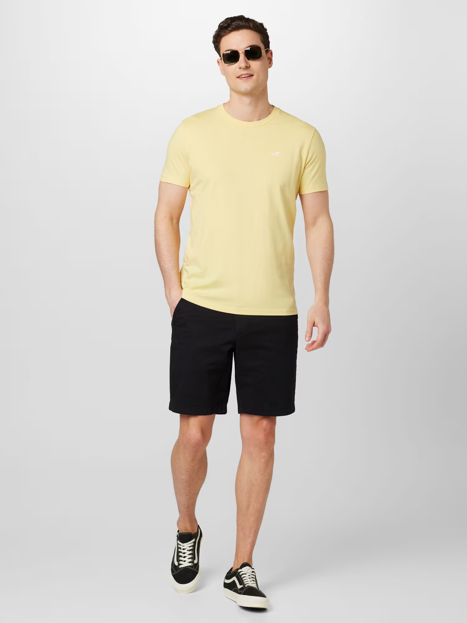 HOLLISTER Tricou galben citron / alb - Pled.ro