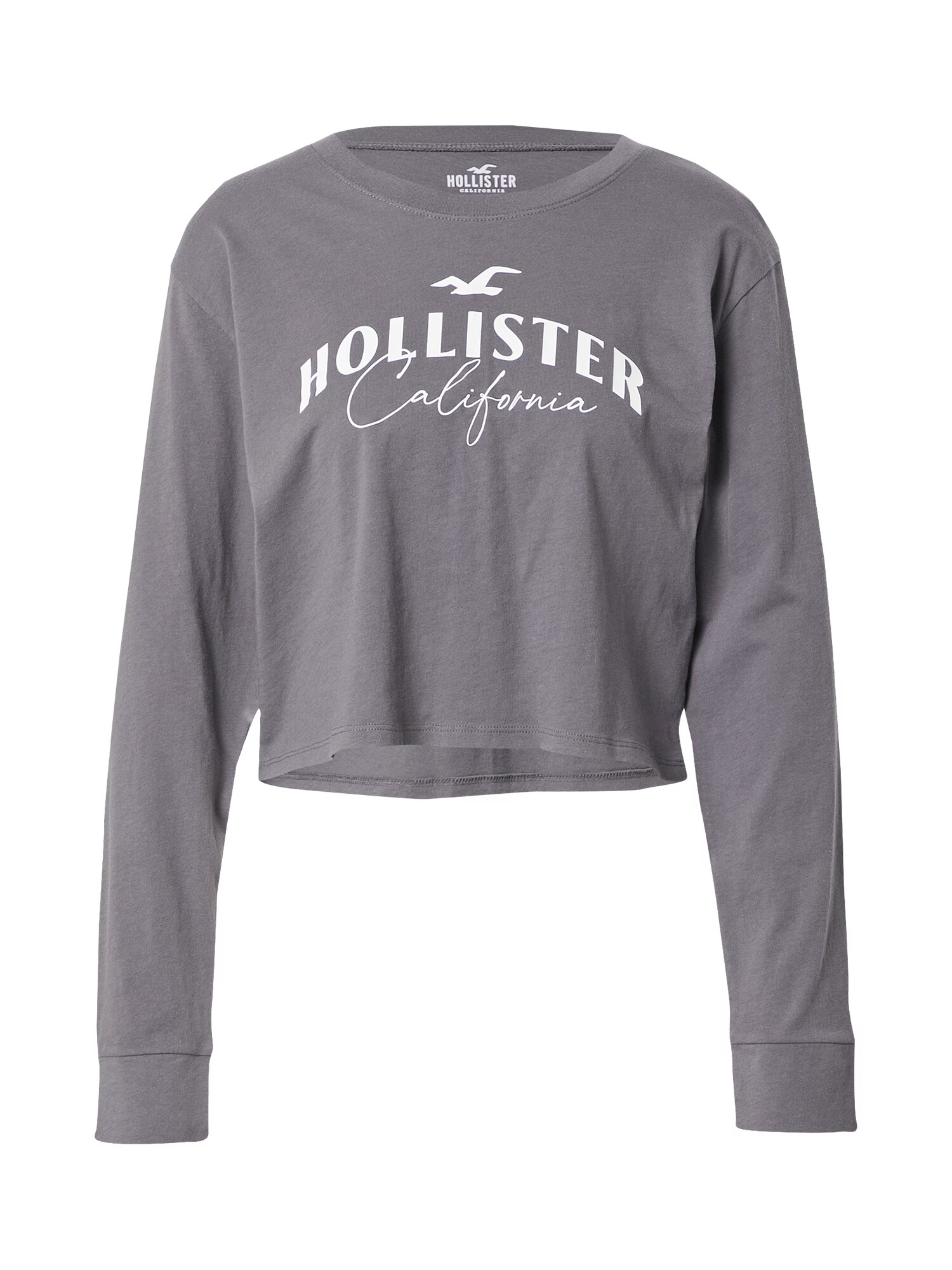 HOLLISTER Tricou gri / alb - Pled.ro