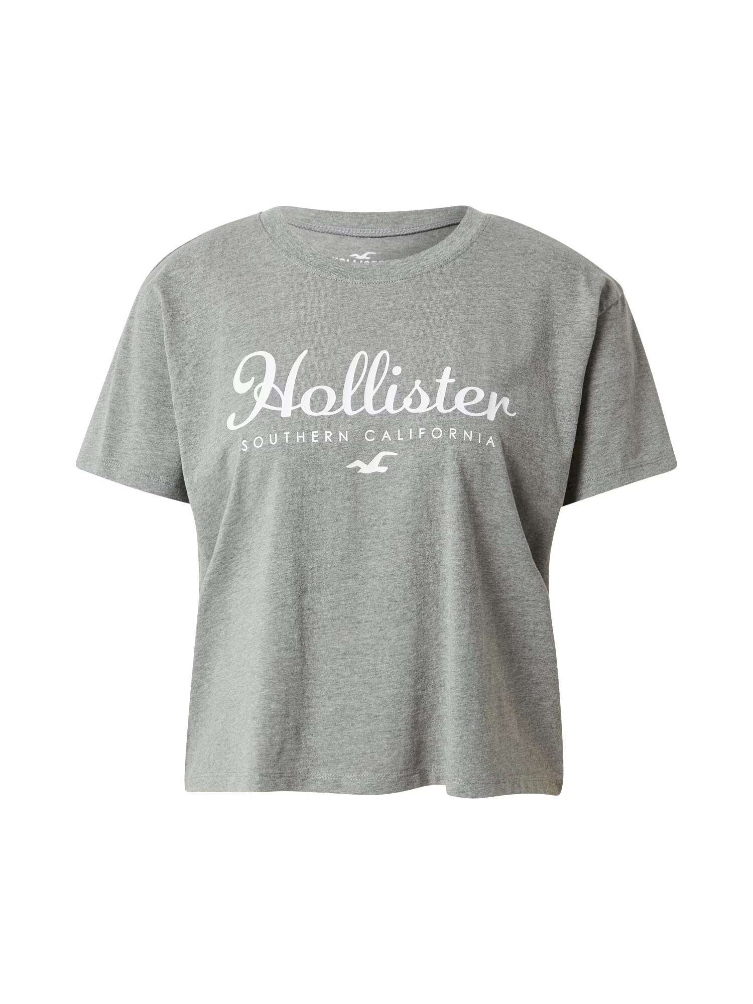 HOLLISTER Tricou gri / alb - Pled.ro