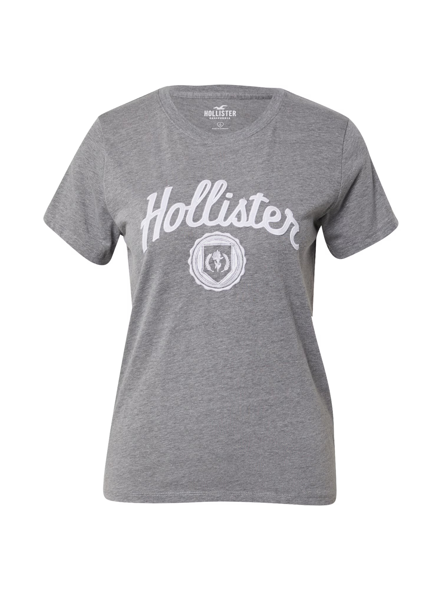 HOLLISTER Tricou gri / alb - Pled.ro