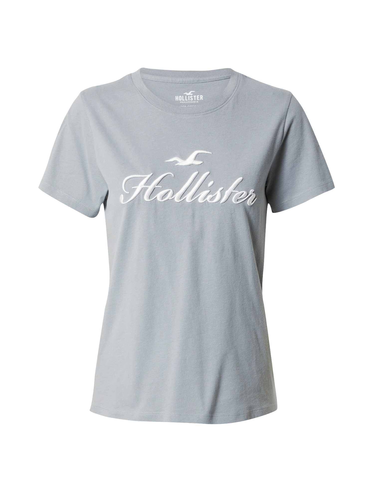 HOLLISTER Tricou gri / alb - Pled.ro