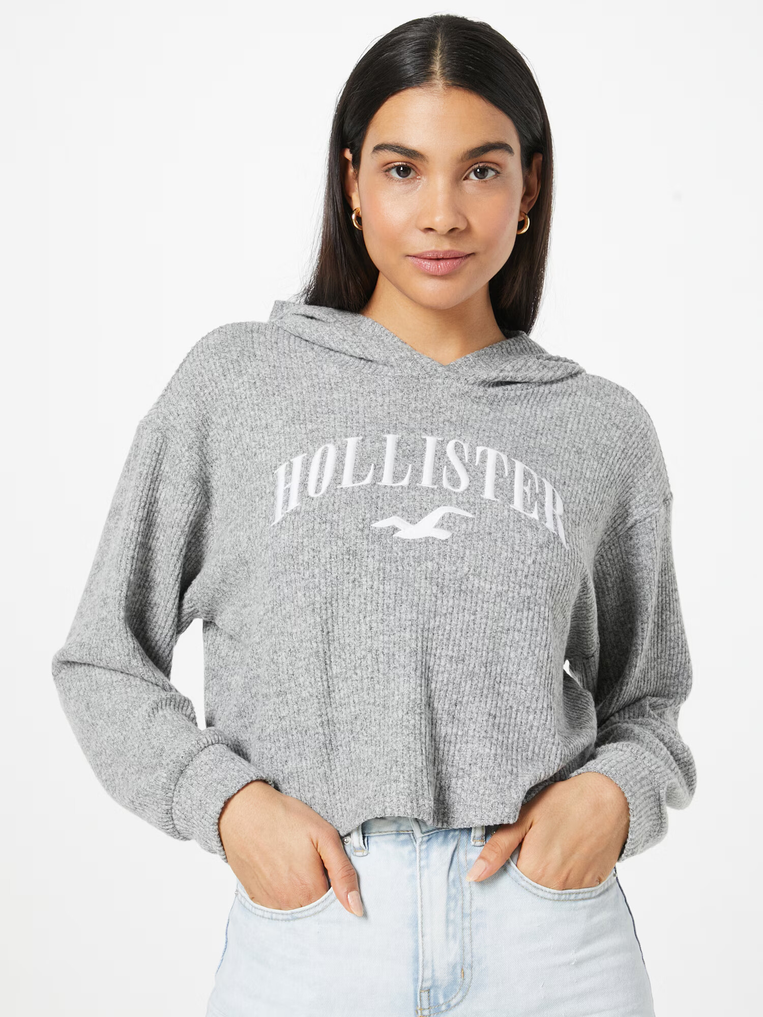 HOLLISTER Tricou gri amestecat / alb - Pled.ro