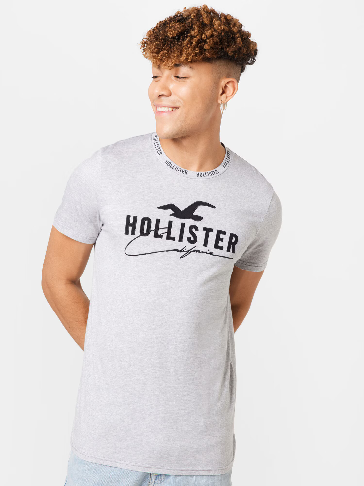 HOLLISTER Tricou gri amestecat / negru - Pled.ro