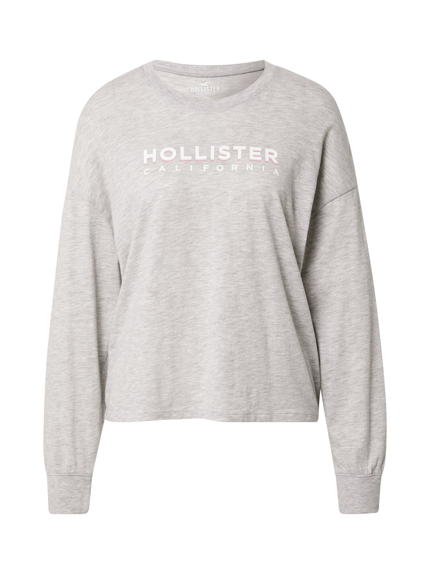 HOLLISTER Tricou gri amestecat / roz pastel / alb - Pled.ro