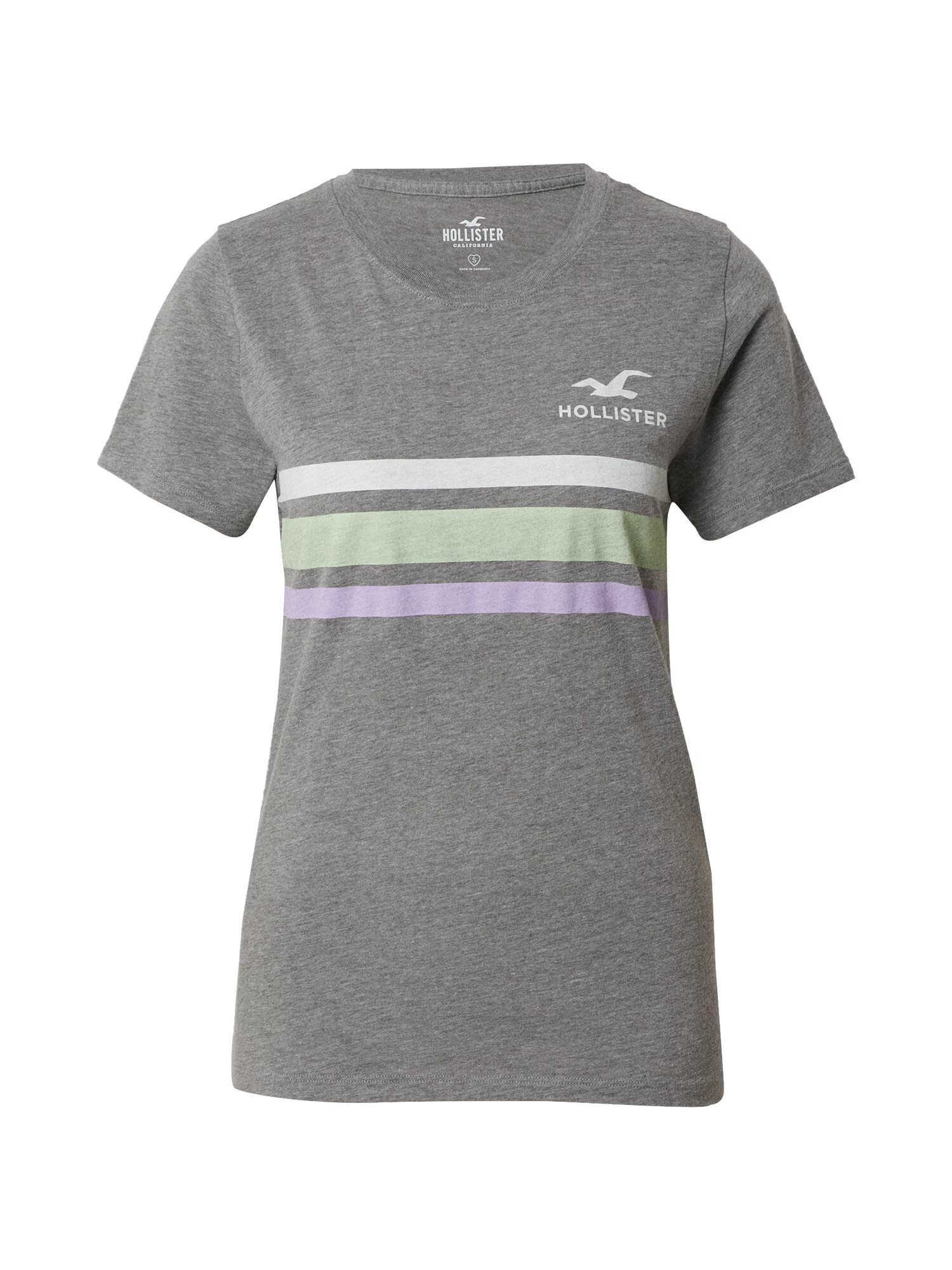 HOLLISTER Tricou gri amestecat / verde deschis / mov deschis / alb - Pled.ro