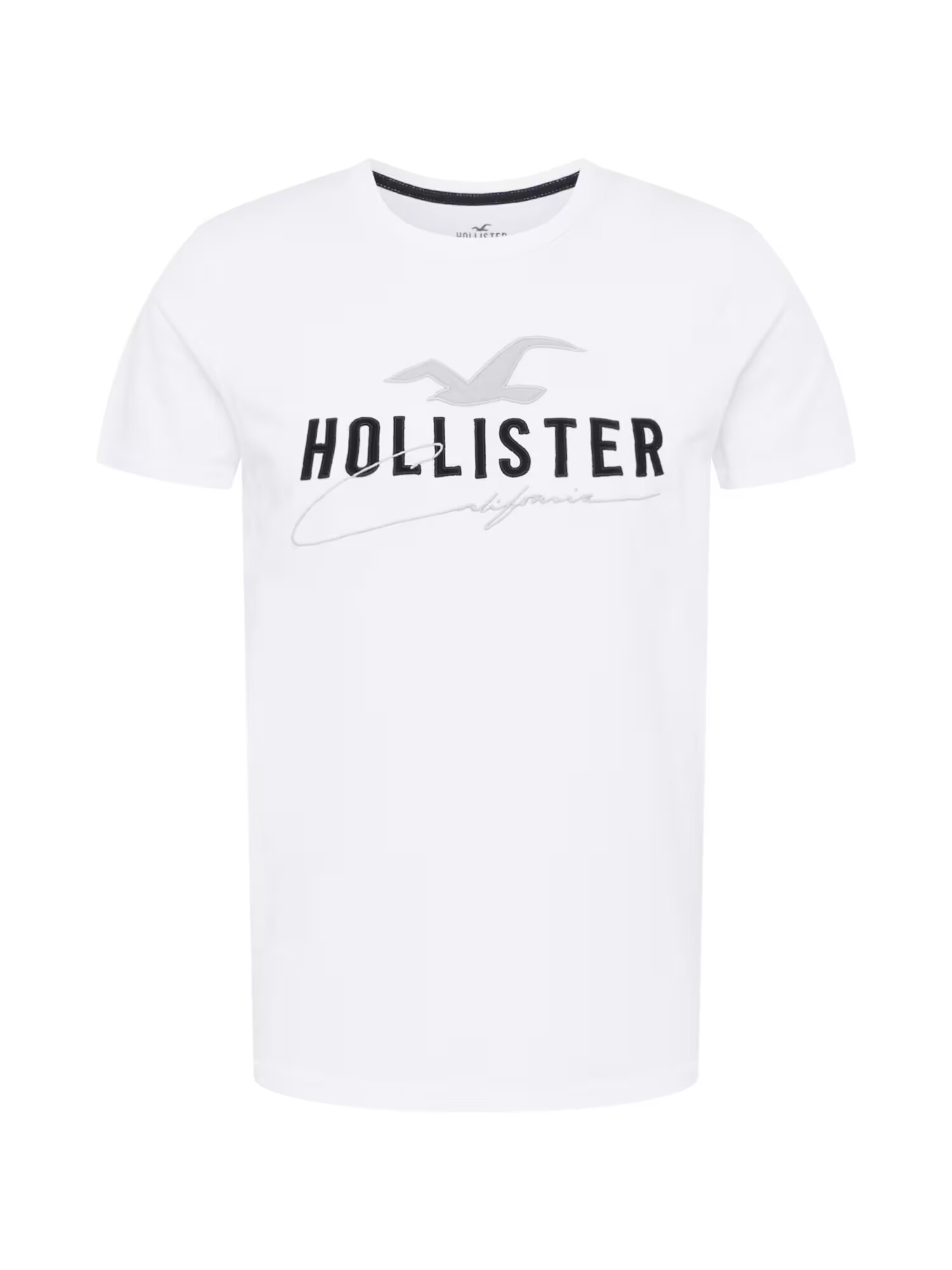 HOLLISTER Tricou gri deschis / negru / alb - Pled.ro