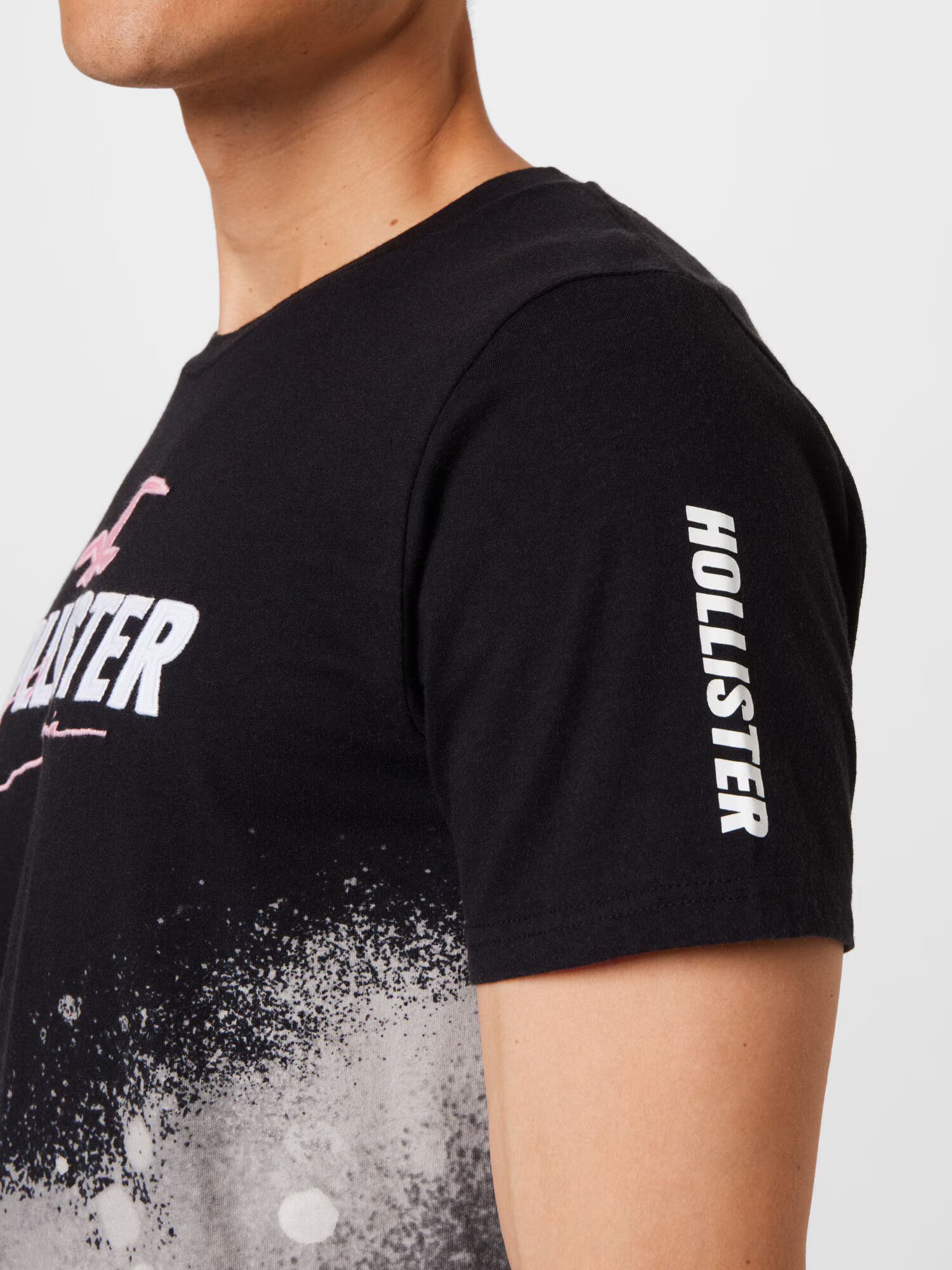 HOLLISTER Tricou gri deschis / roz deschis / negru / alb - Pled.ro