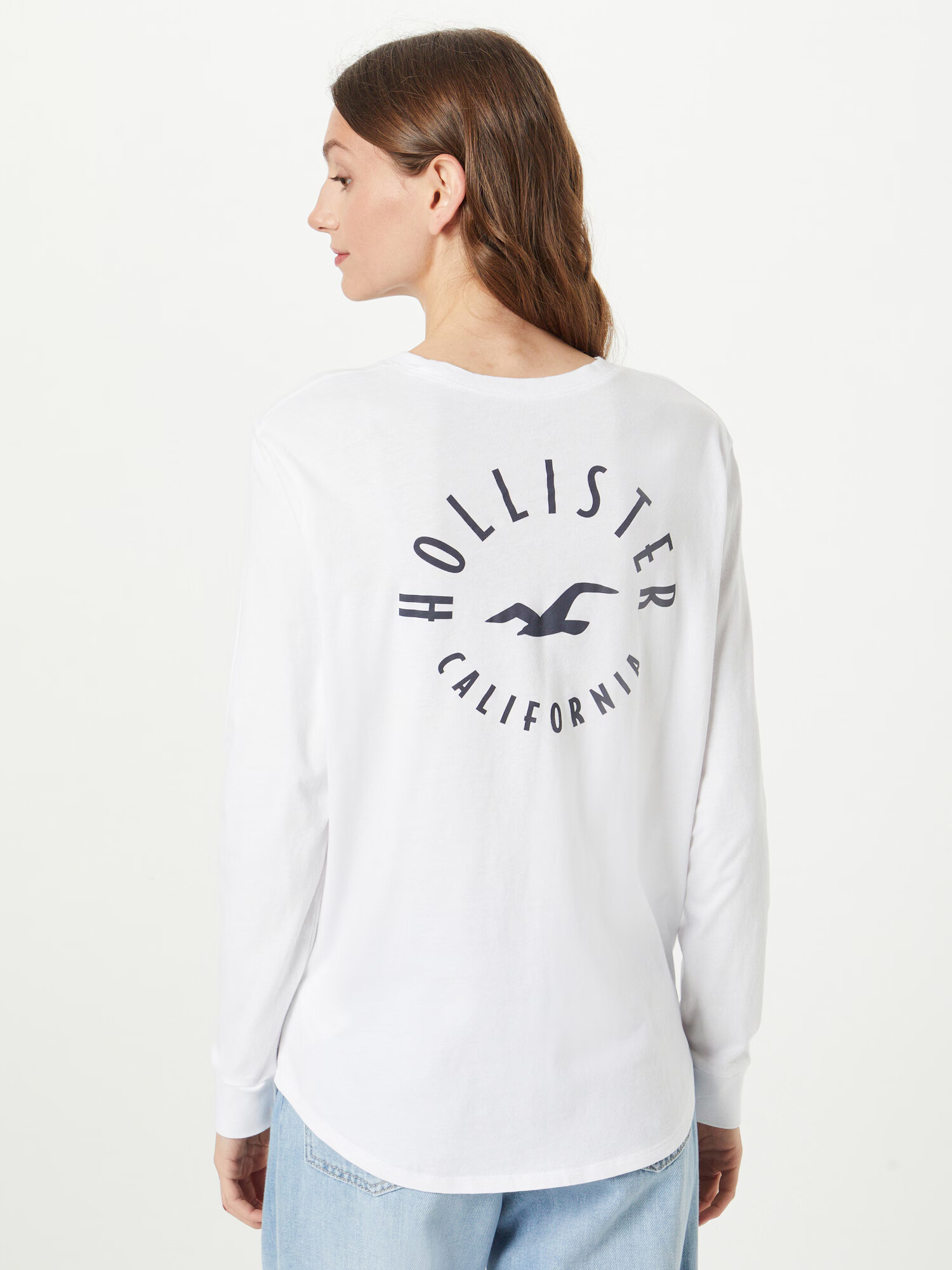 HOLLISTER Tricou gri grafit / alb - Pled.ro