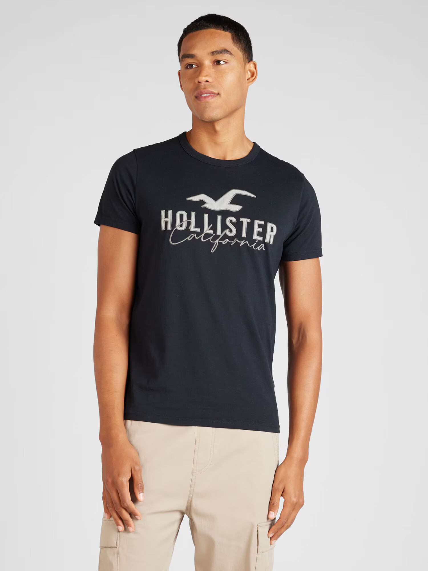 HOLLISTER Tricou gri / gri deschis / negru - Pled.ro