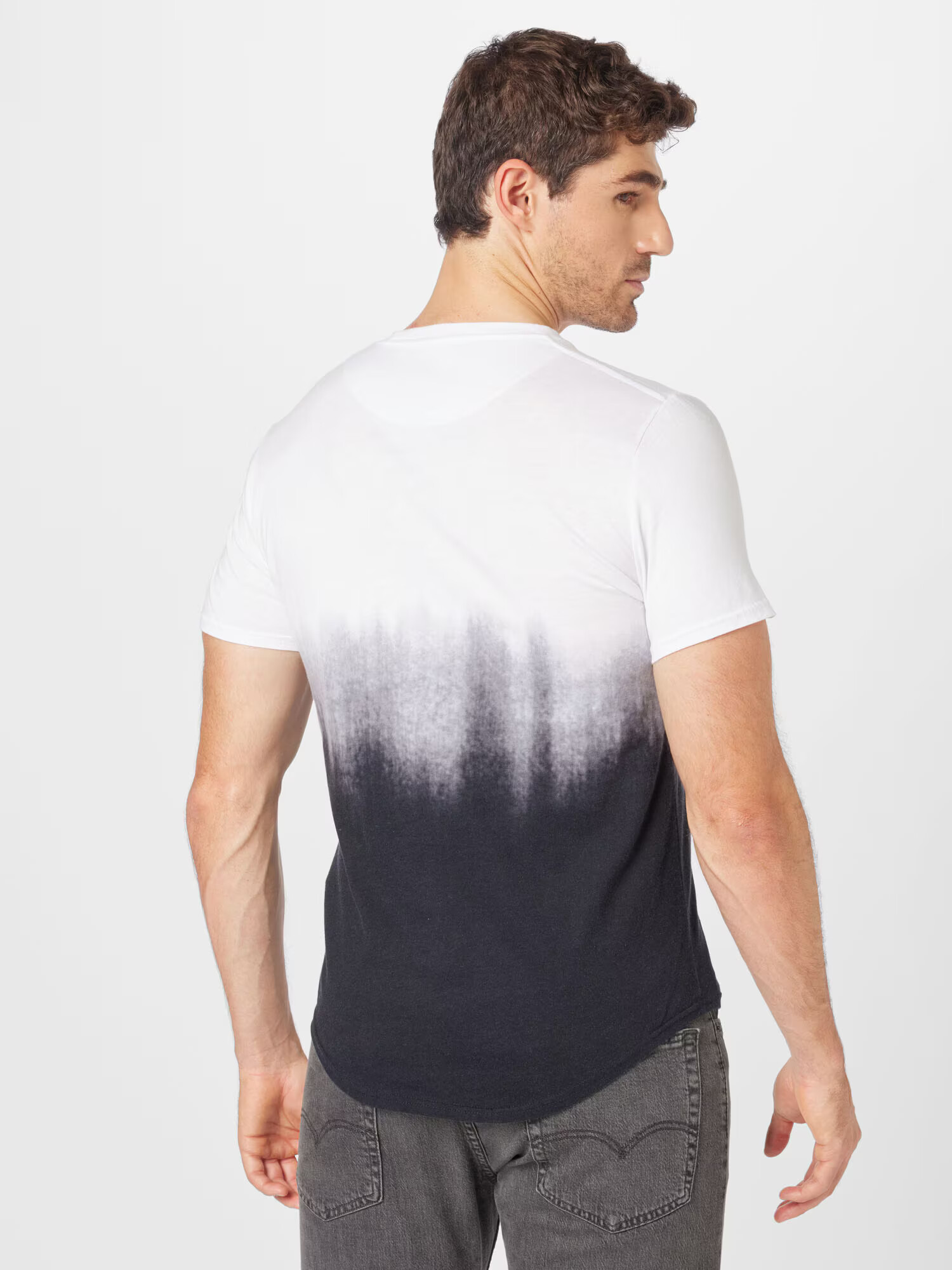 HOLLISTER Tricou gri / negru / alb - Pled.ro