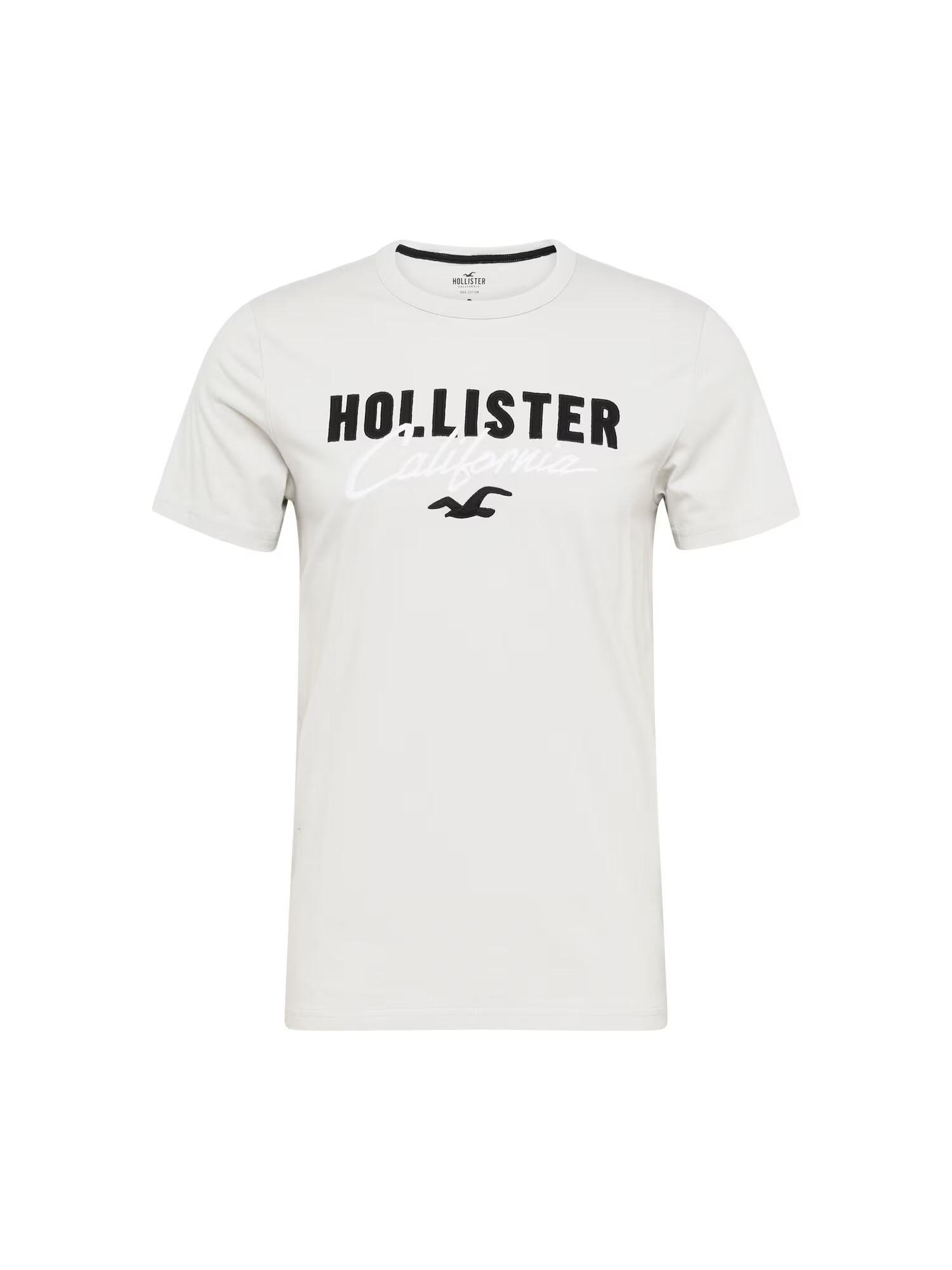 HOLLISTER Tricou gri / negru / alb - Pled.ro