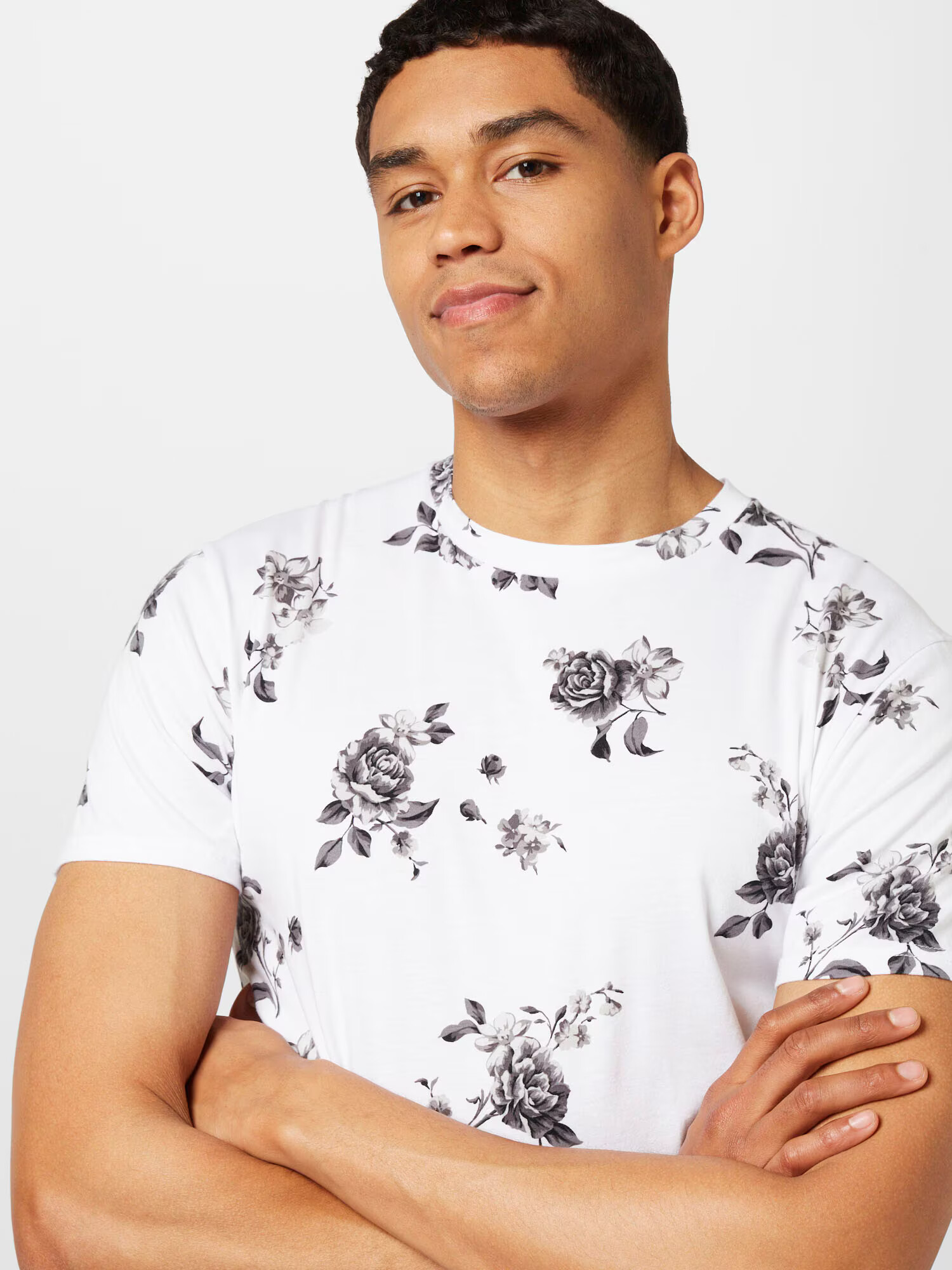 HOLLISTER Tricou gri / negru / alb - Pled.ro