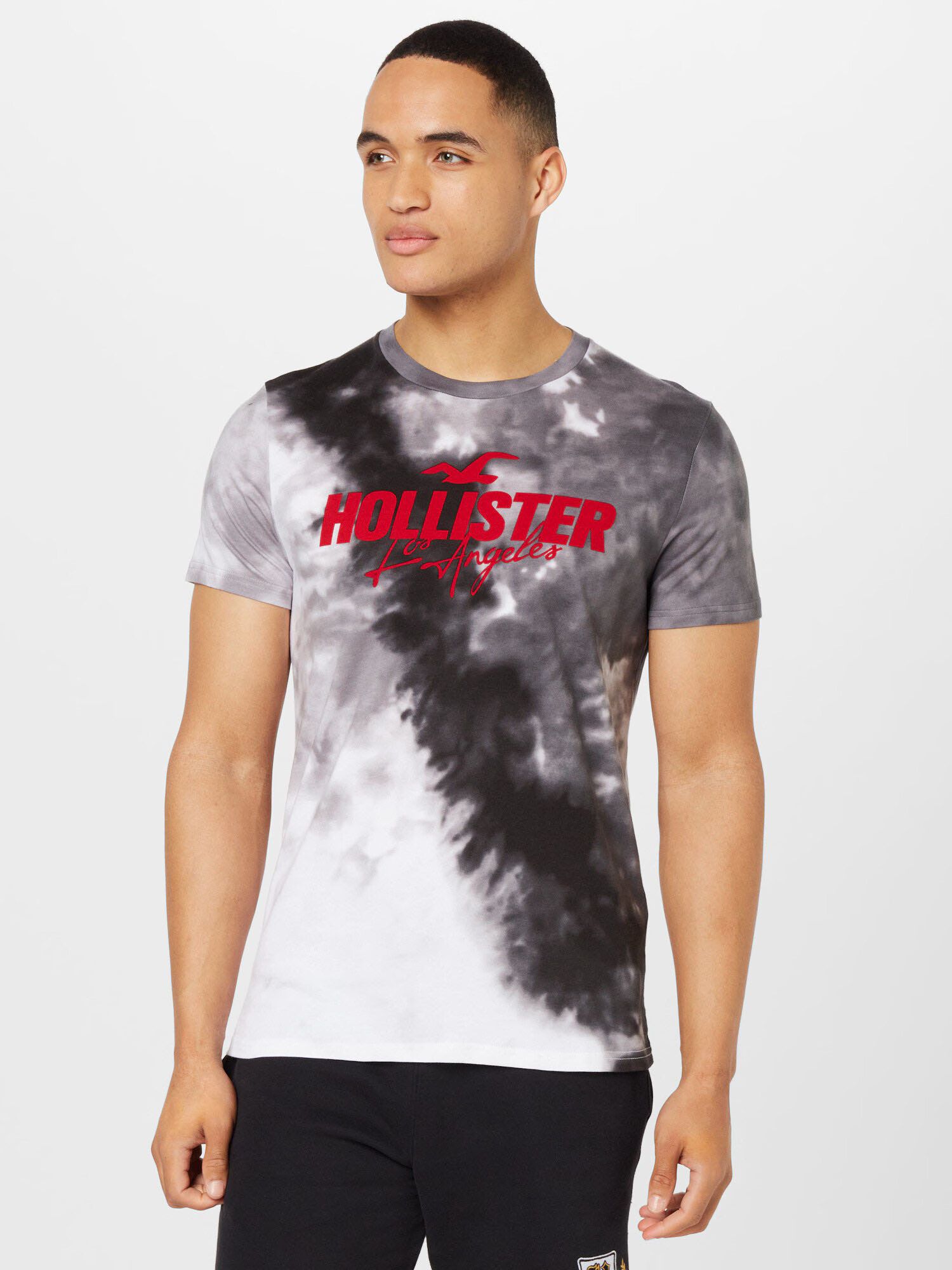 HOLLISTER Tricou gri / roșu - Pled.ro