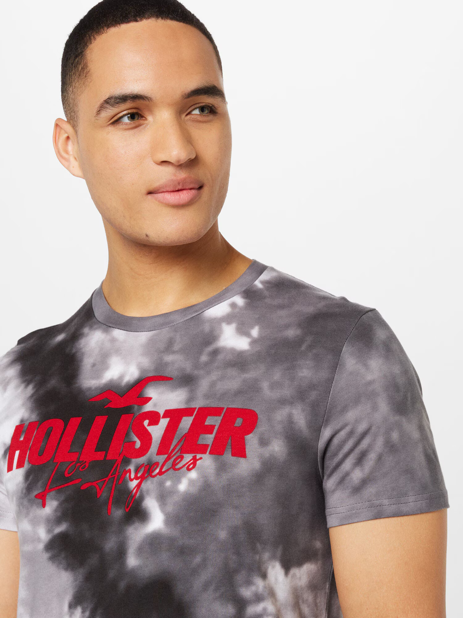 HOLLISTER Tricou gri / roșu - Pled.ro