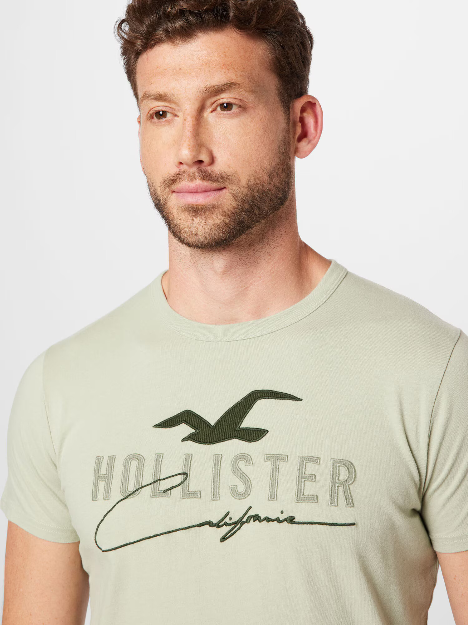 HOLLISTER Tricou kaki / verde pastel - Pled.ro