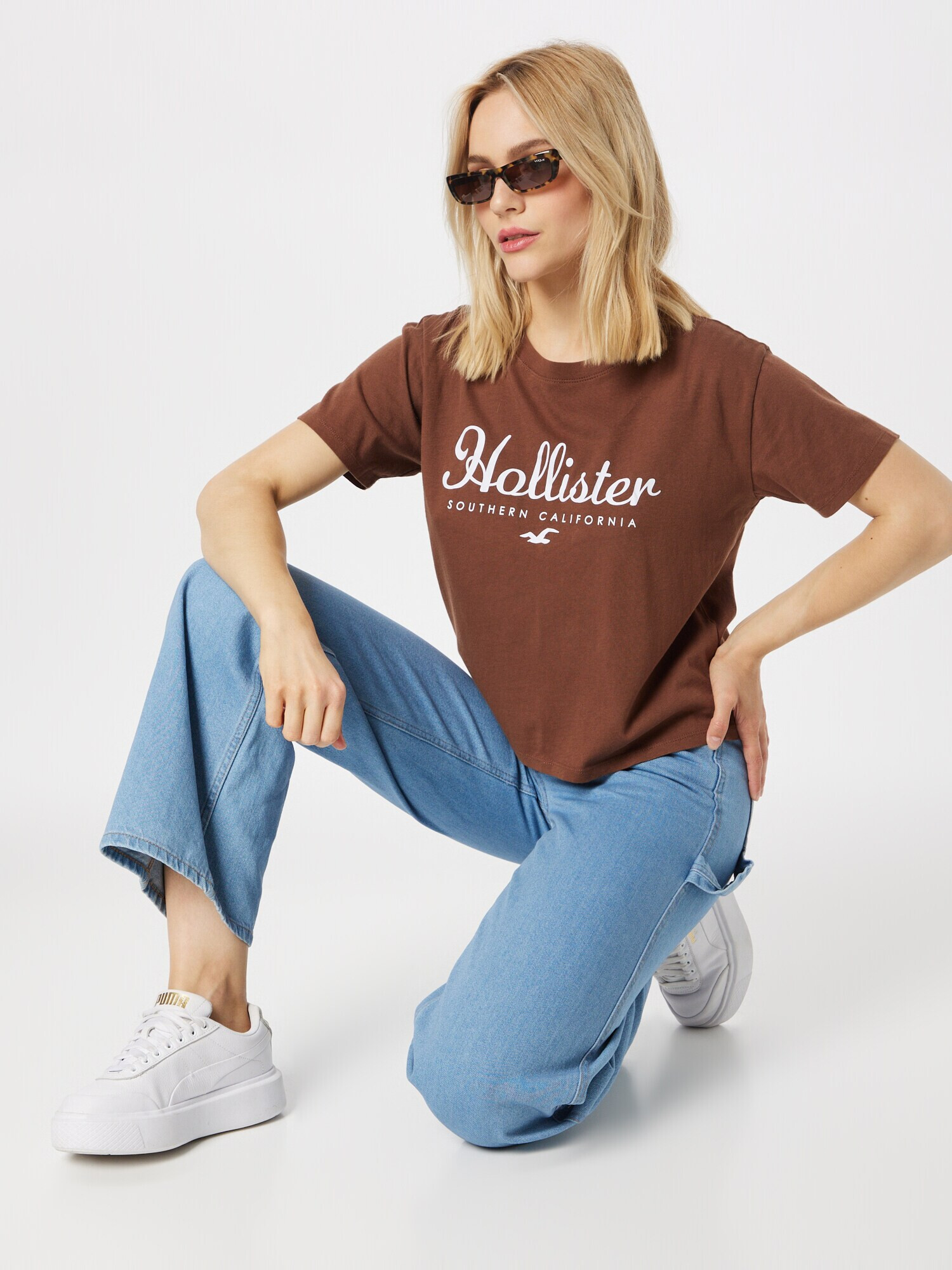 HOLLISTER Tricou maro / alb - Pled.ro