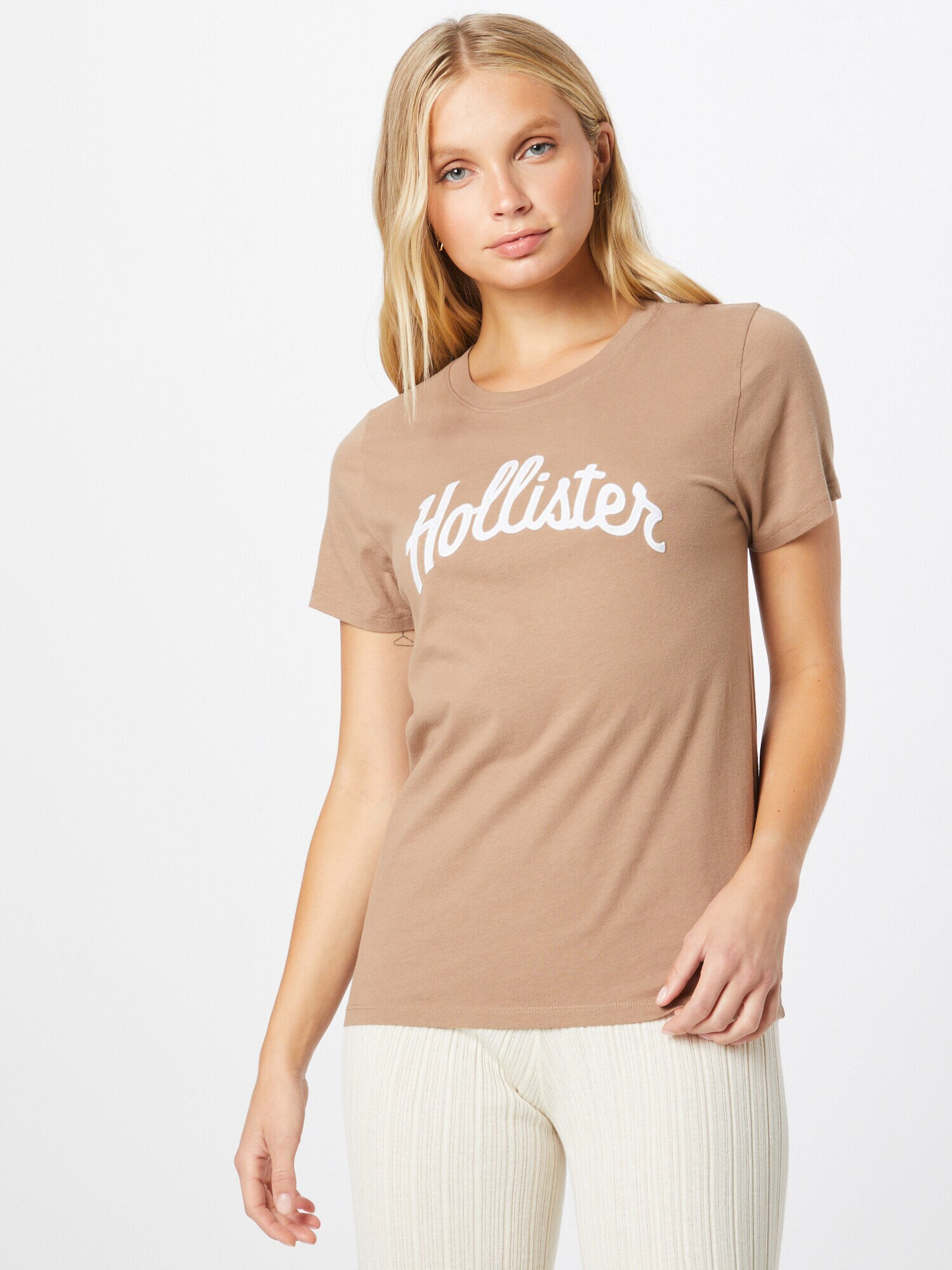 HOLLISTER Tricou maro / alb murdar - Pled.ro