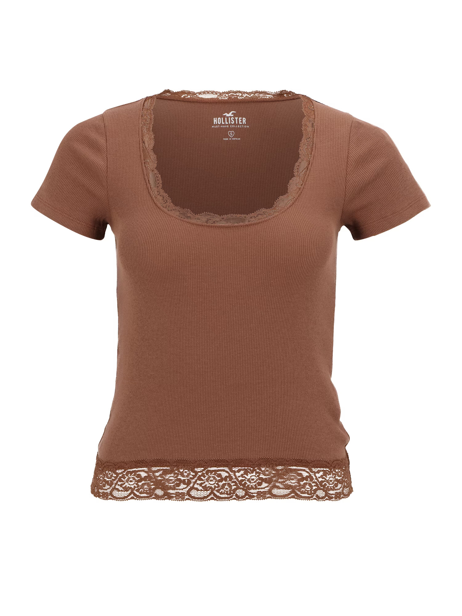 HOLLISTER Tricou maro caramel - Pled.ro