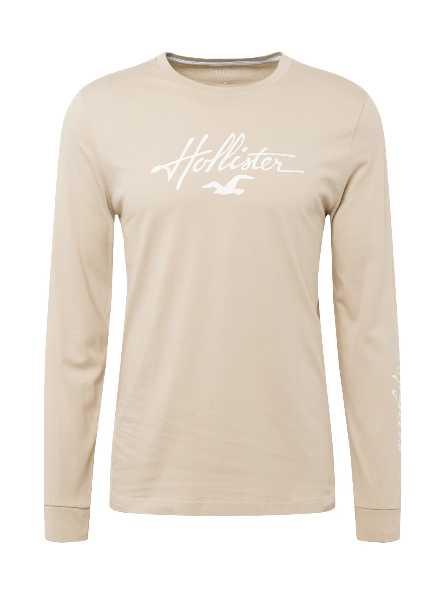 HOLLISTER Tricou maro deschis / alb - Pled.ro