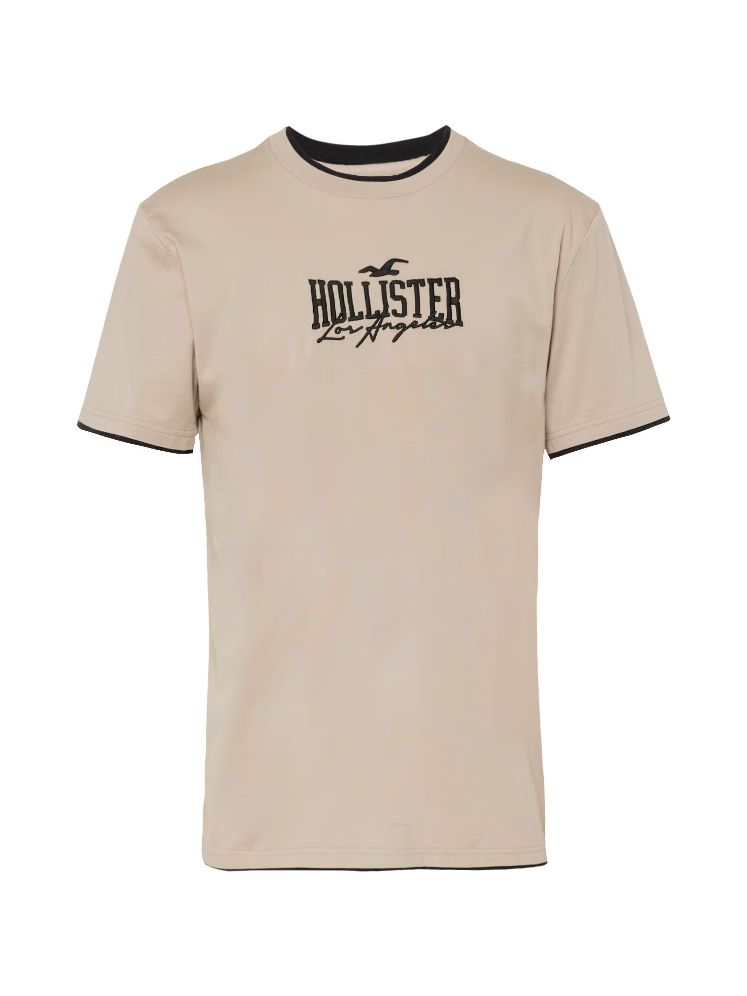 HOLLISTER Tricou maro deschis / negru - Pled.ro