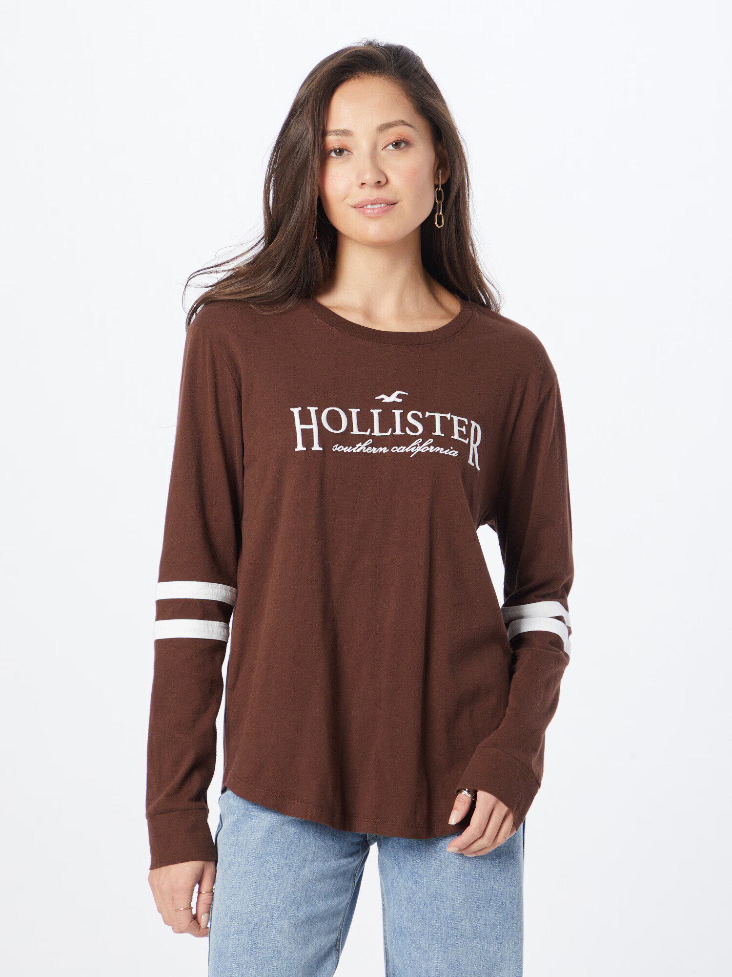 HOLLISTER Tricou maro închis / alb - Pled.ro