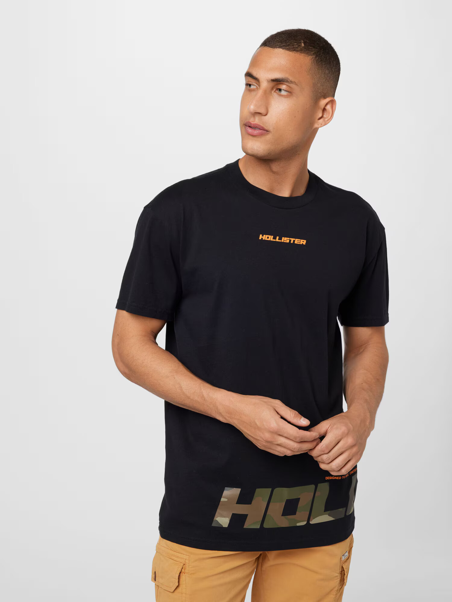 HOLLISTER Tricou maro / oliv / portocaliu / negru - Pled.ro