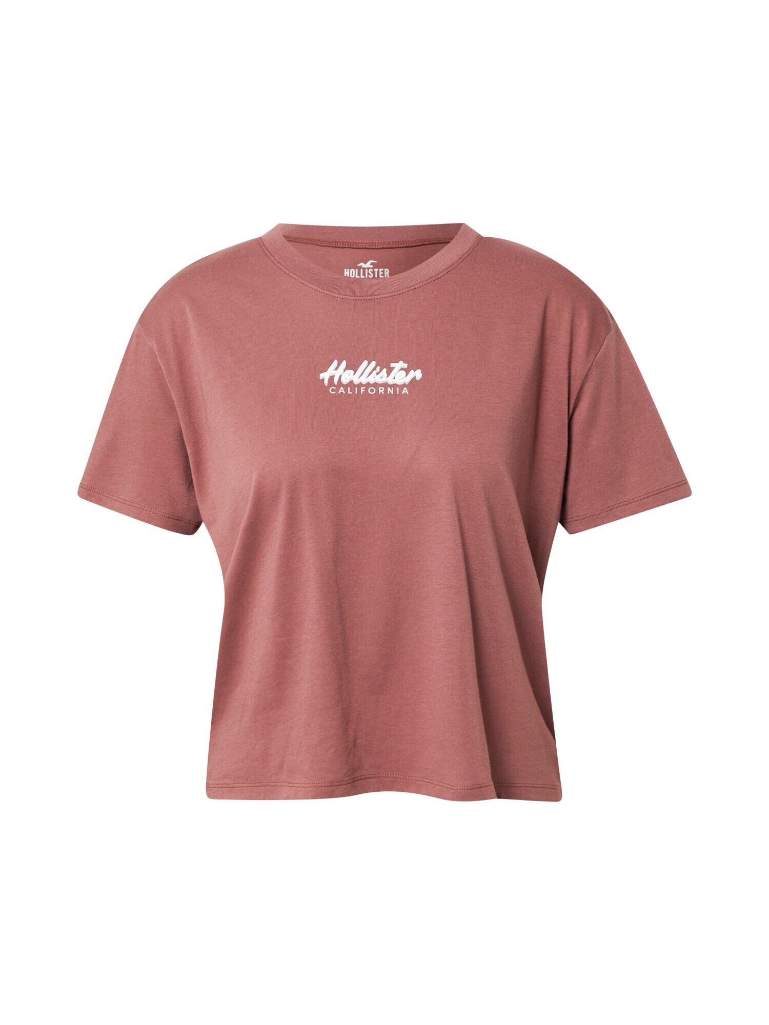 HOLLISTER Tricou maro ruginiu / alb - Pled.ro