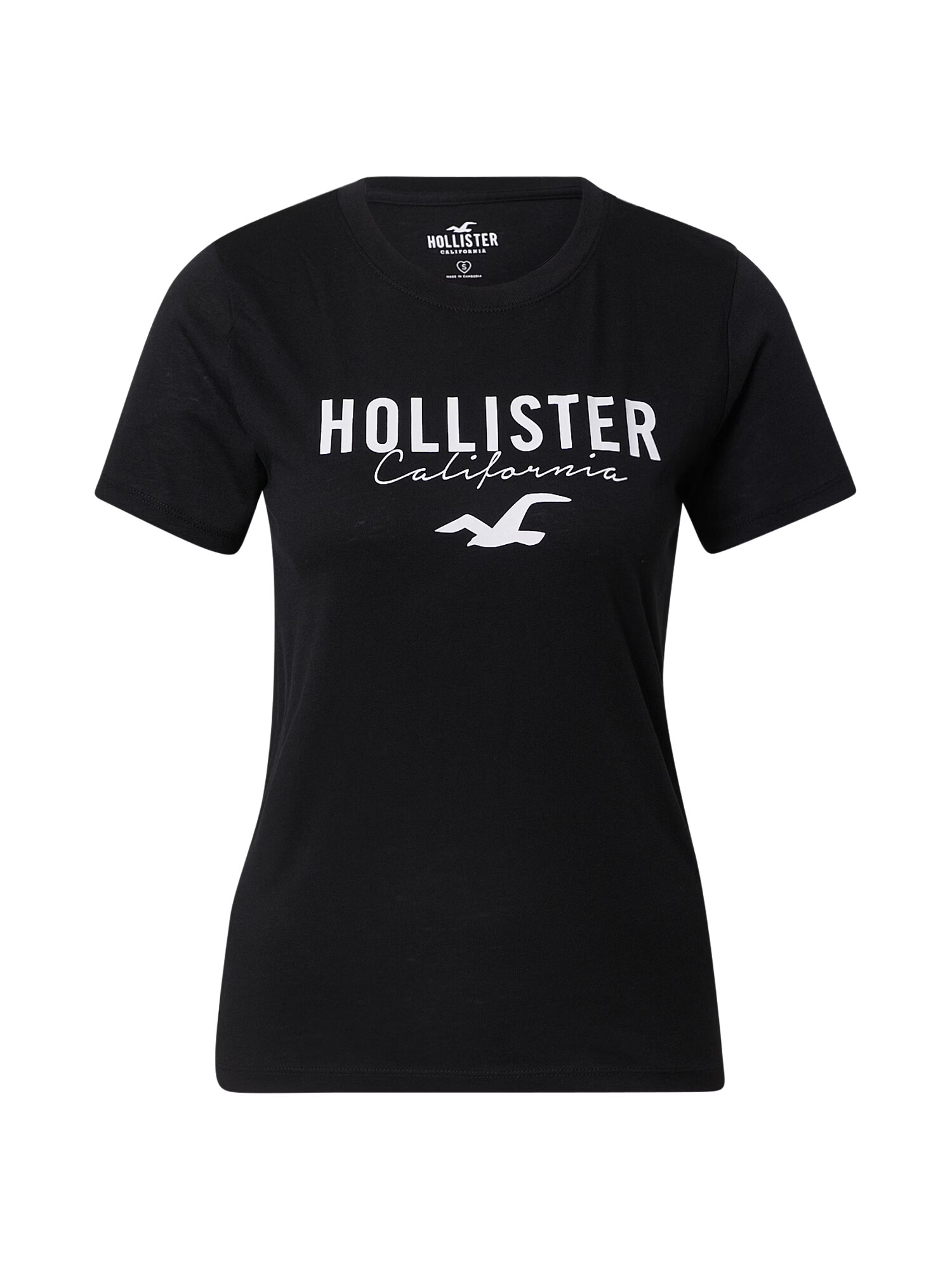 HOLLISTER Tricou negru / alb - Pled.ro