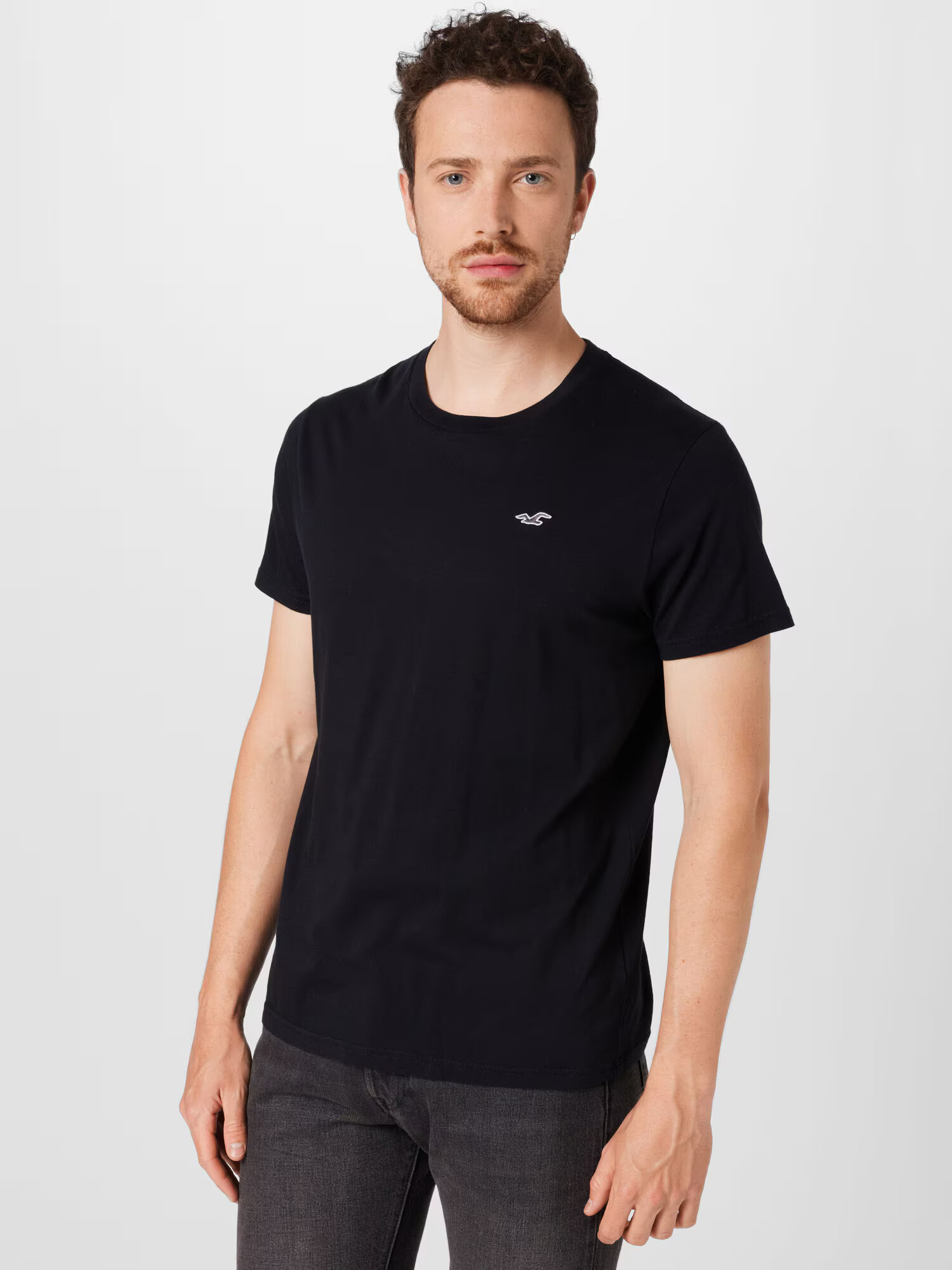 HOLLISTER Tricou negru / alb - Pled.ro