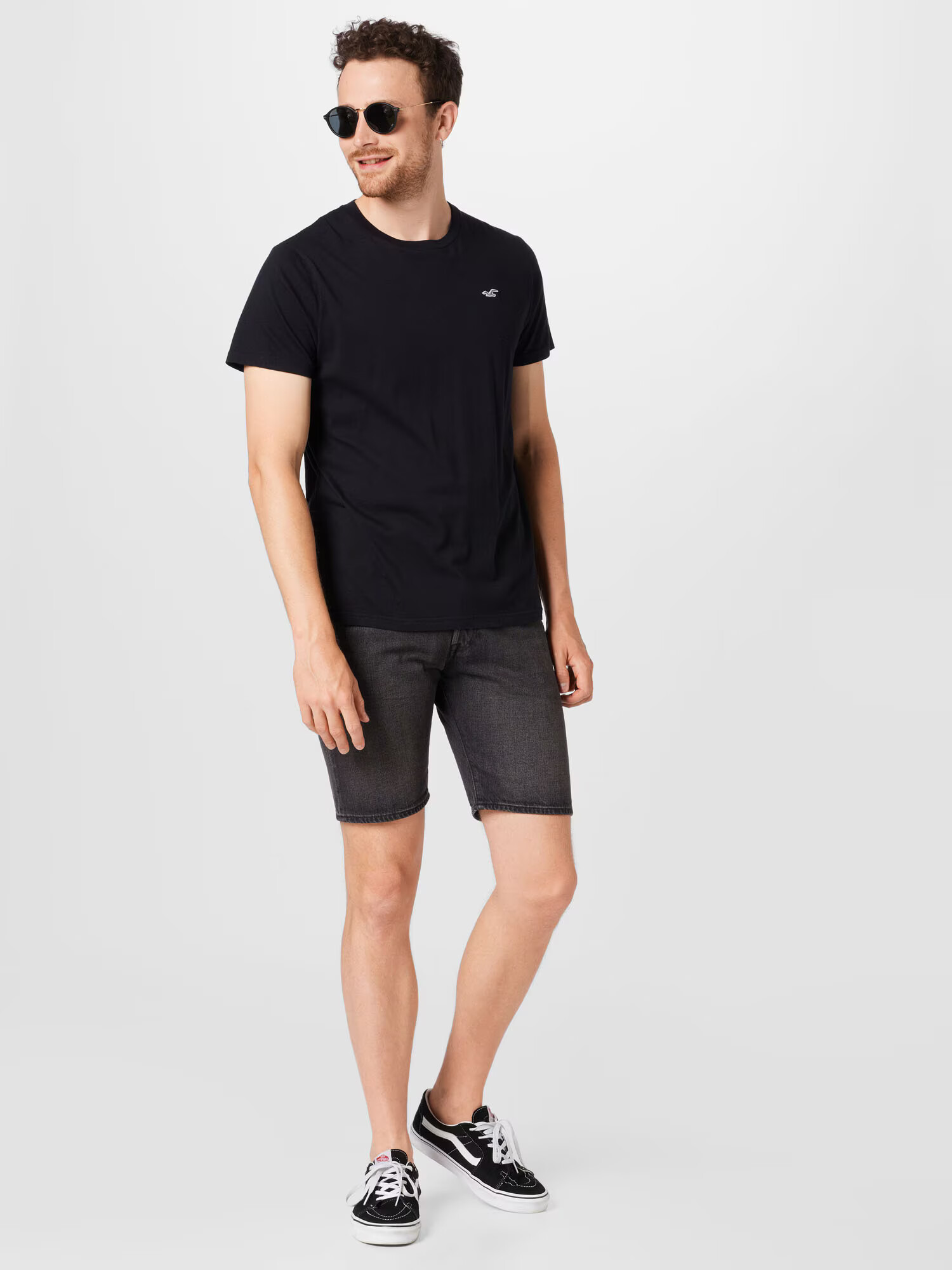 HOLLISTER Tricou negru / alb - Pled.ro