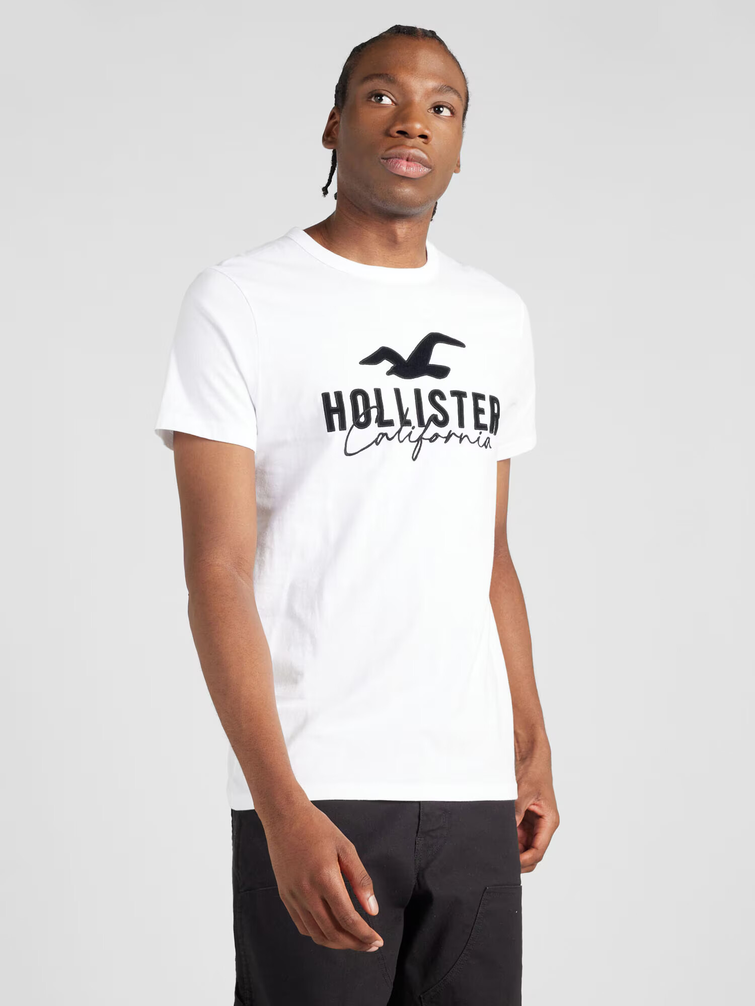 HOLLISTER Tricou negru / alb - Pled.ro